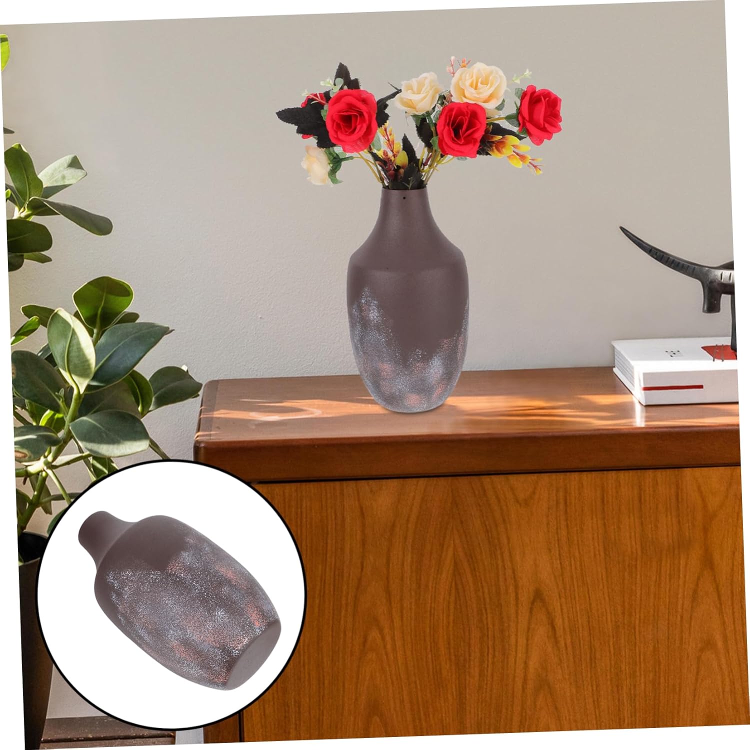 Vintage Metal Flower Vase Decorative Tabletop for Home