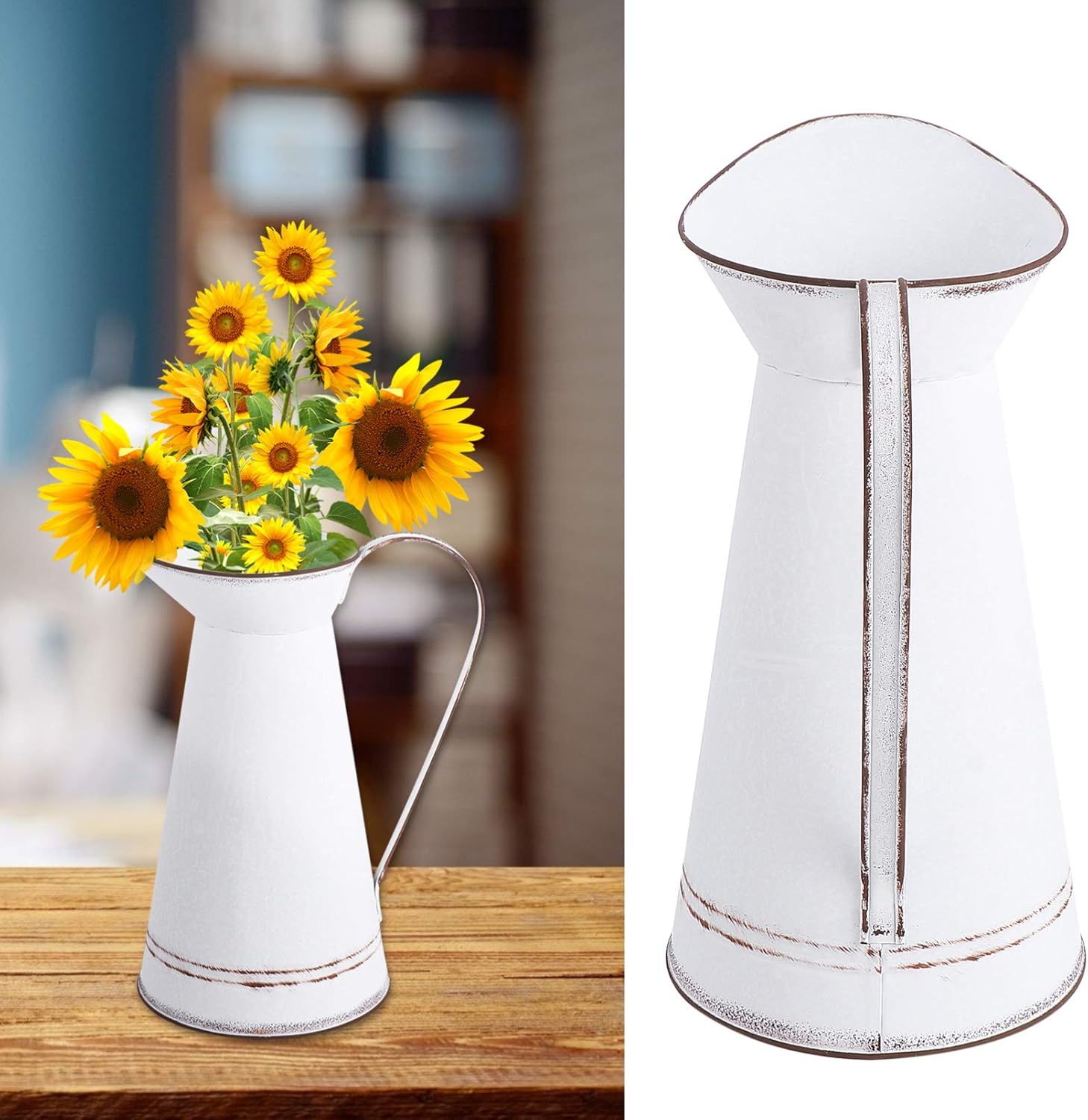 Cabilock Rustic Metal Flower Vase Farmhouse Decor
