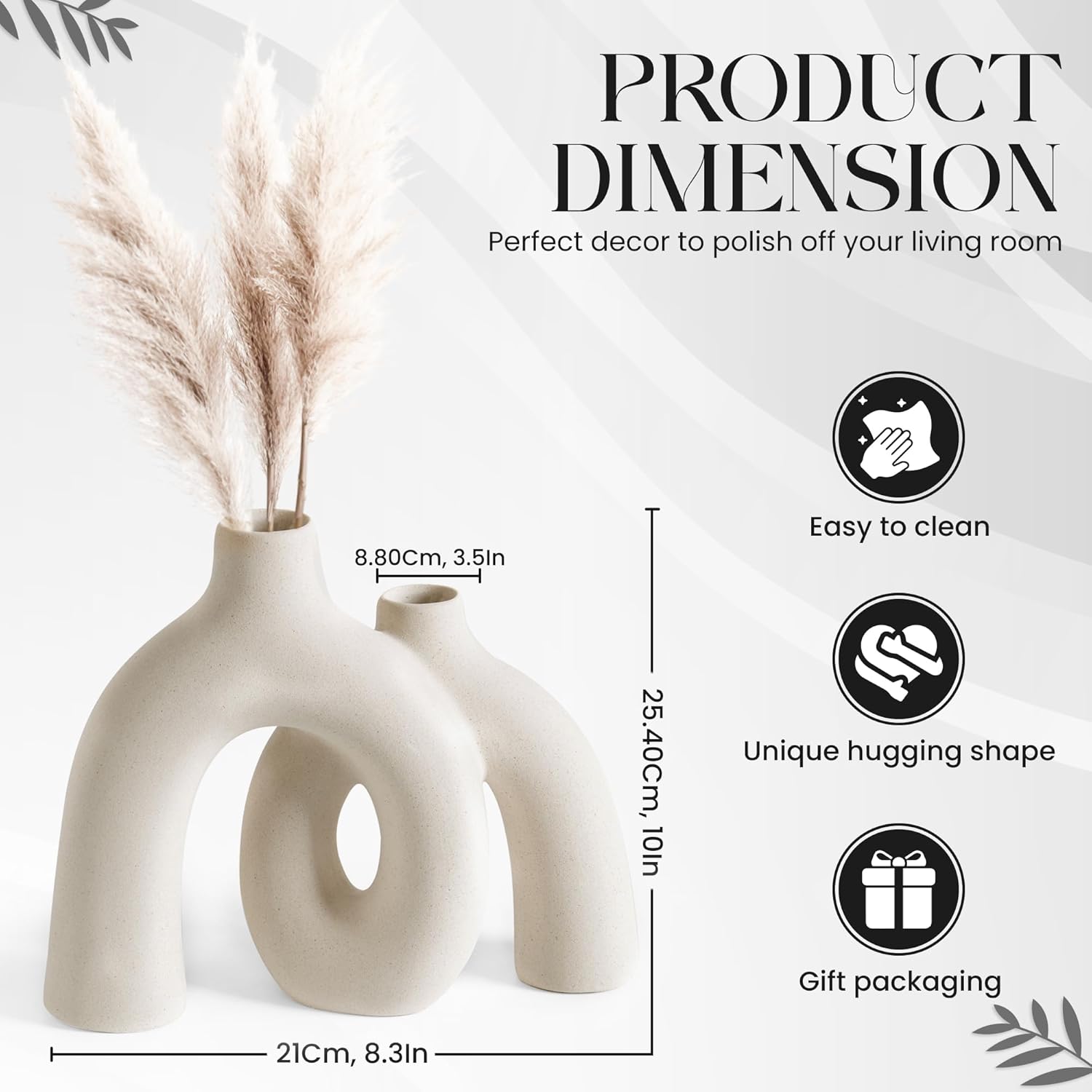 Ceramic Hug Vase Modern Donut Style Decor for Home