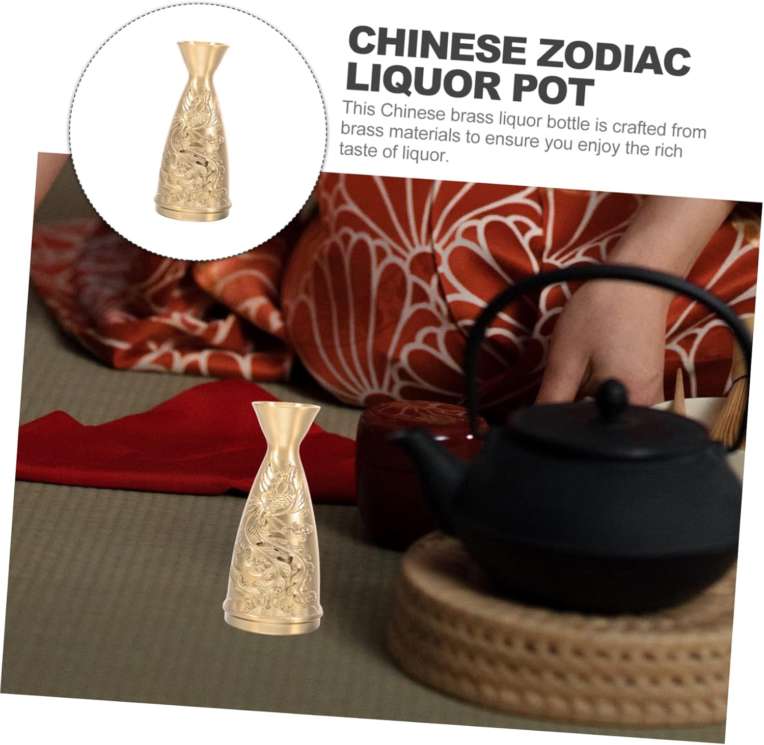 Antique Brass Wine Decanter Decorative Centerpiece for Office Living Room