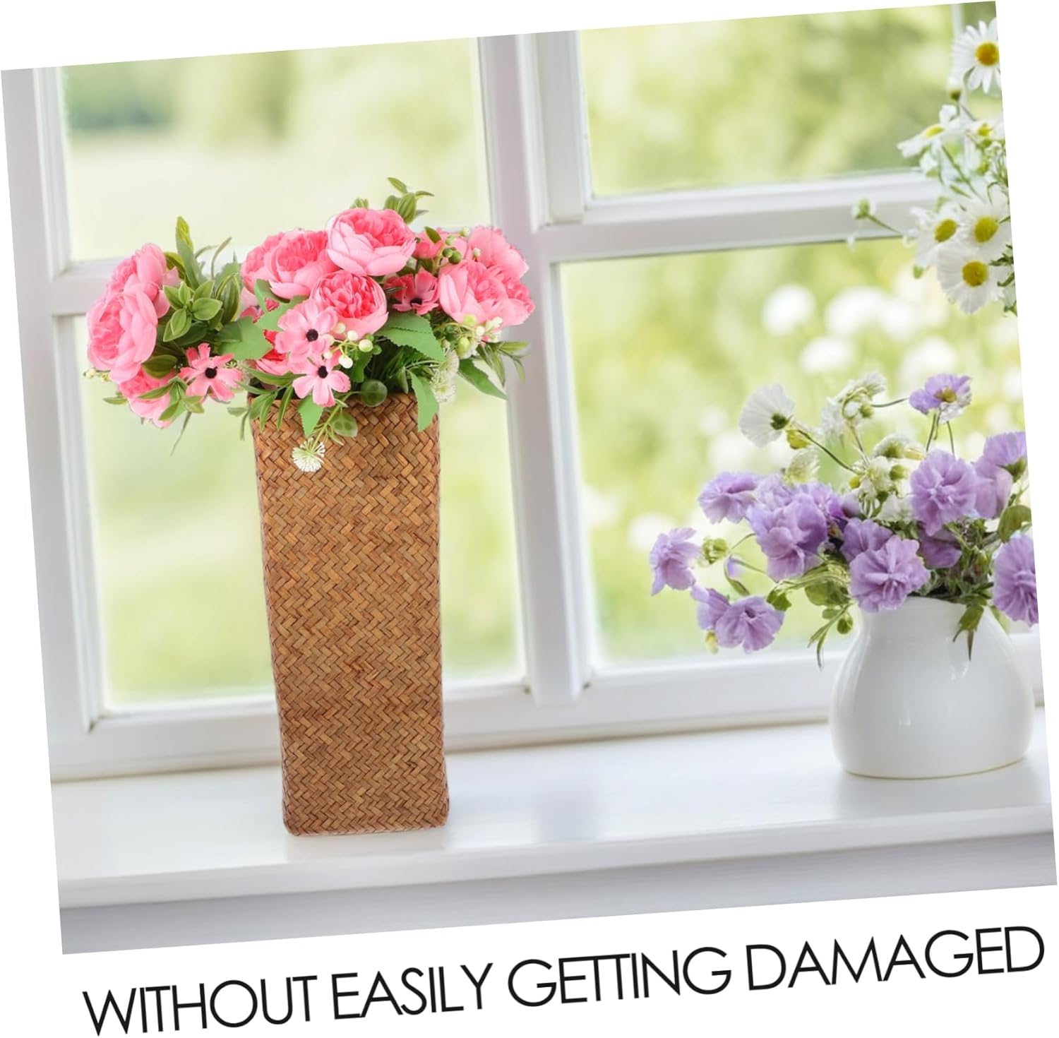 Vintage Woven Flower Vase Natural Seagrass Decorative Pot for Home Centerpieces