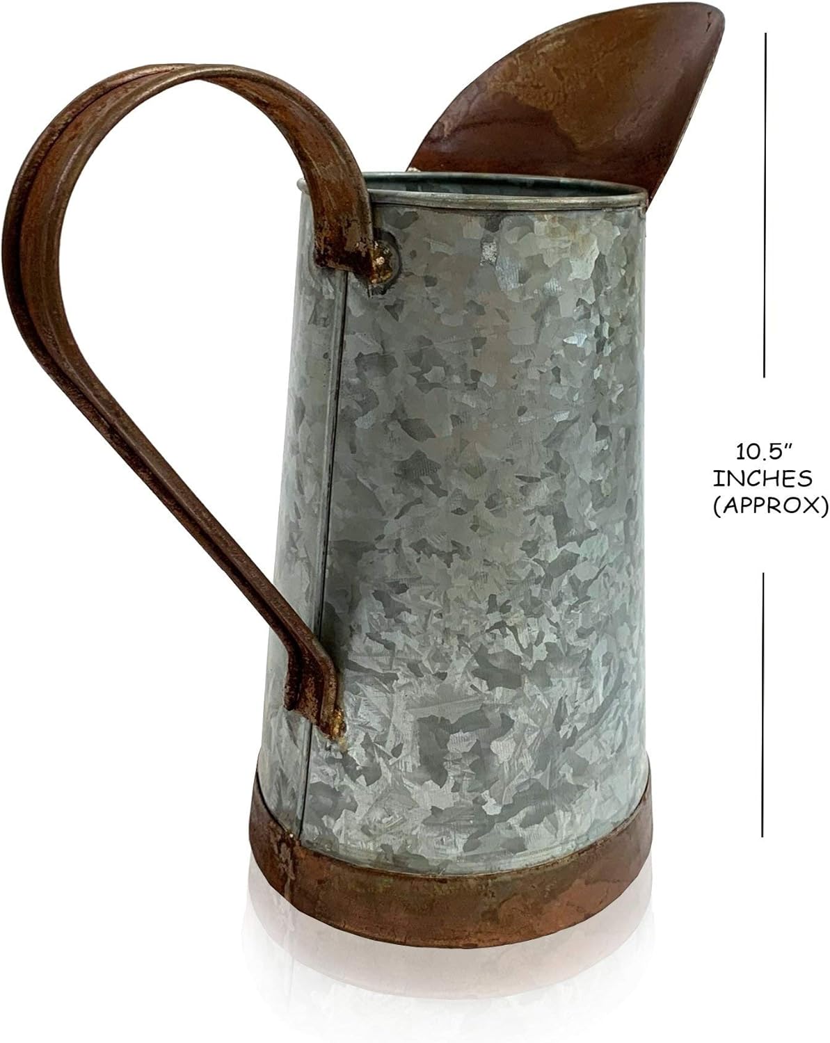 Vintage Galvanized Metal Large Pitcher Flower Holder Vase