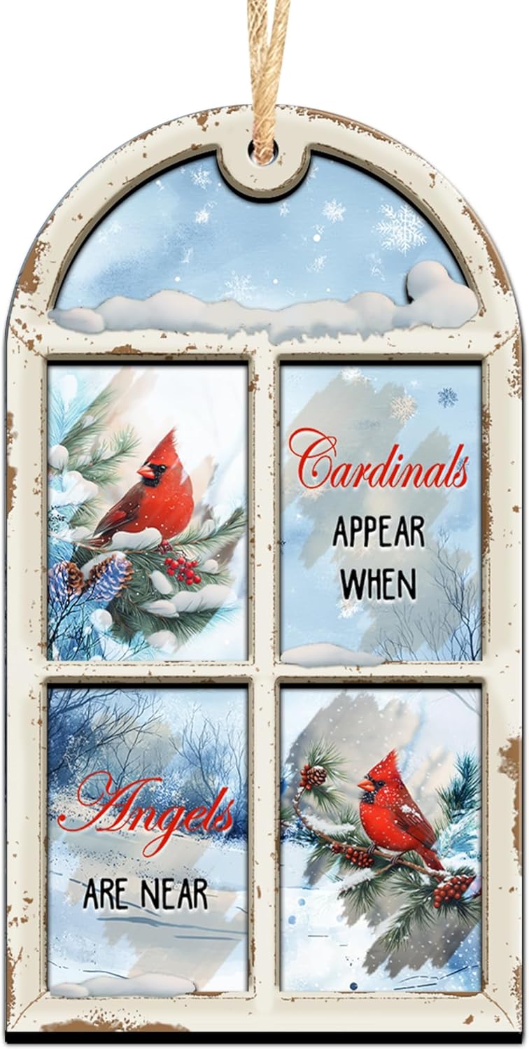 Red Cardinal Memorial Hanging Ornament 35 Inches 2 Layer