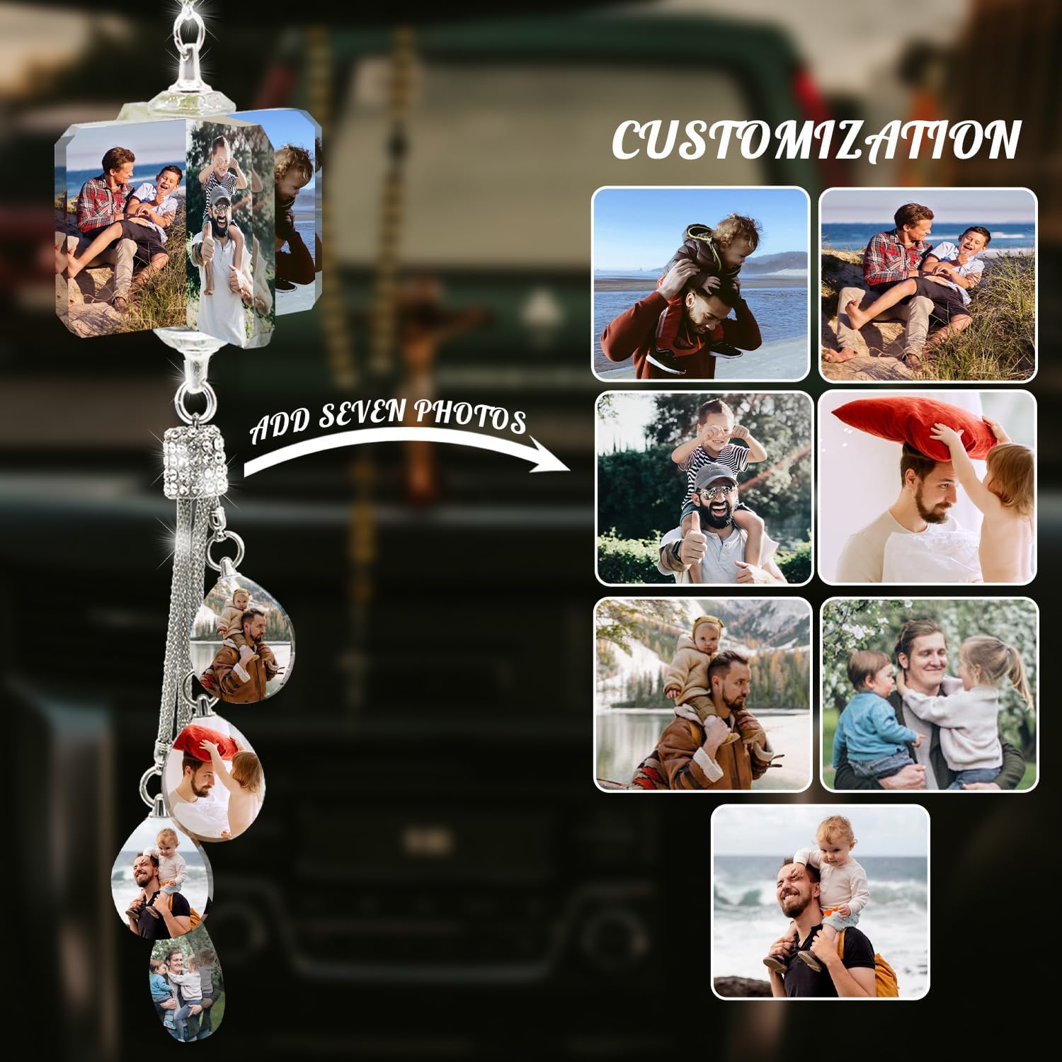 Personalized Photo Crystal Car Hanging Ornament