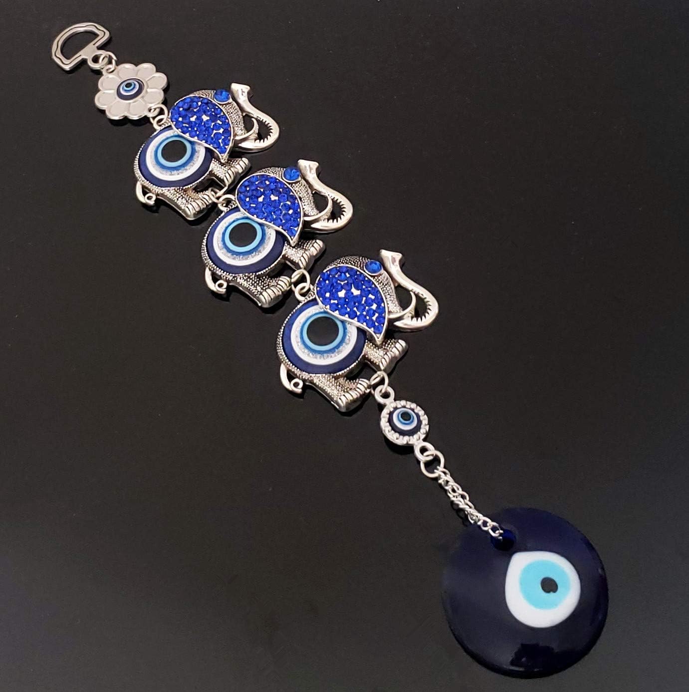Turkish Blue Evil Eye Lucky Elephant Wall Hanging Decor Amulet