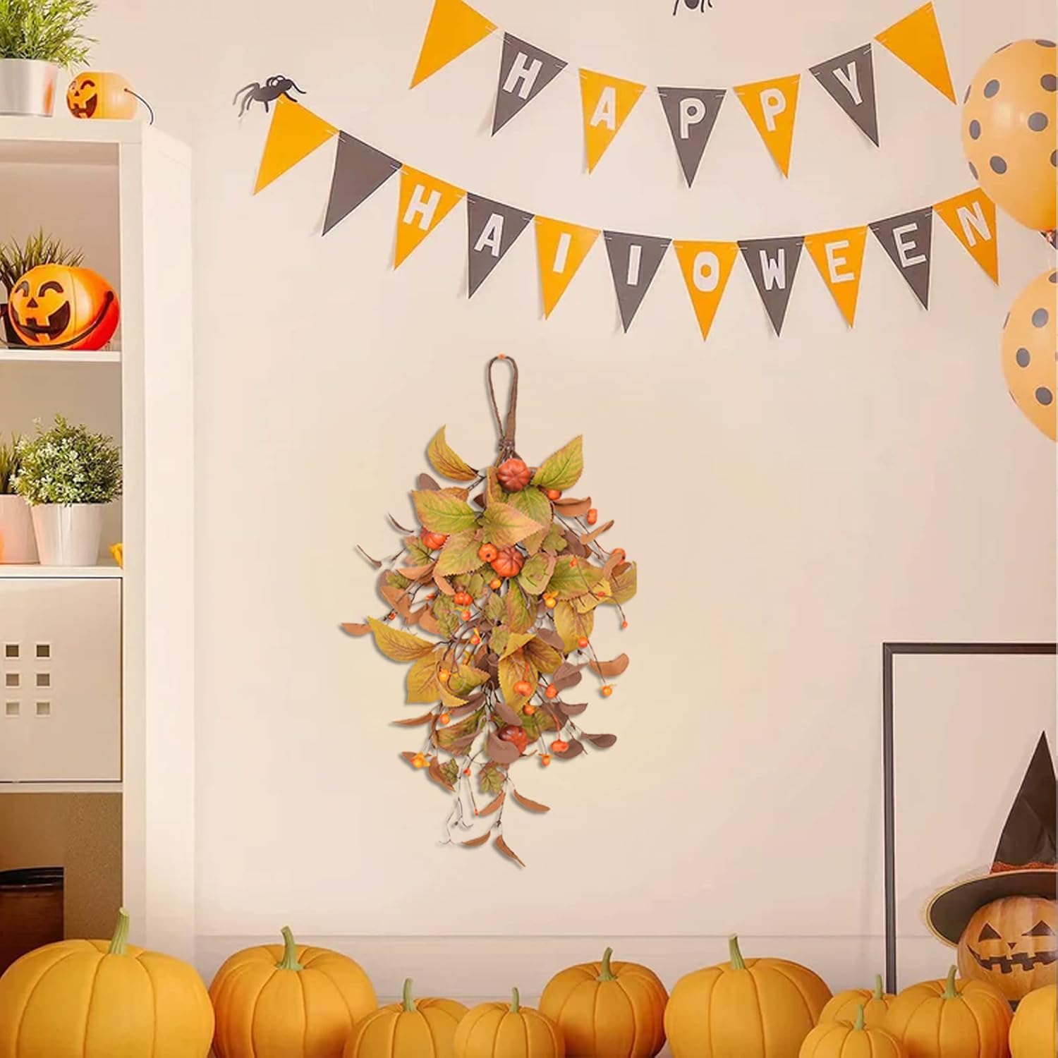 197 Inch Fall Harvest Teardrop Wreath Wall Hanging
