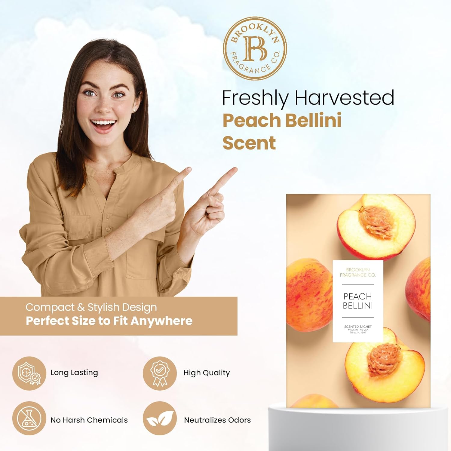 Brooklyn Fragrance Co Peach Bellini Sachets 6-Pack