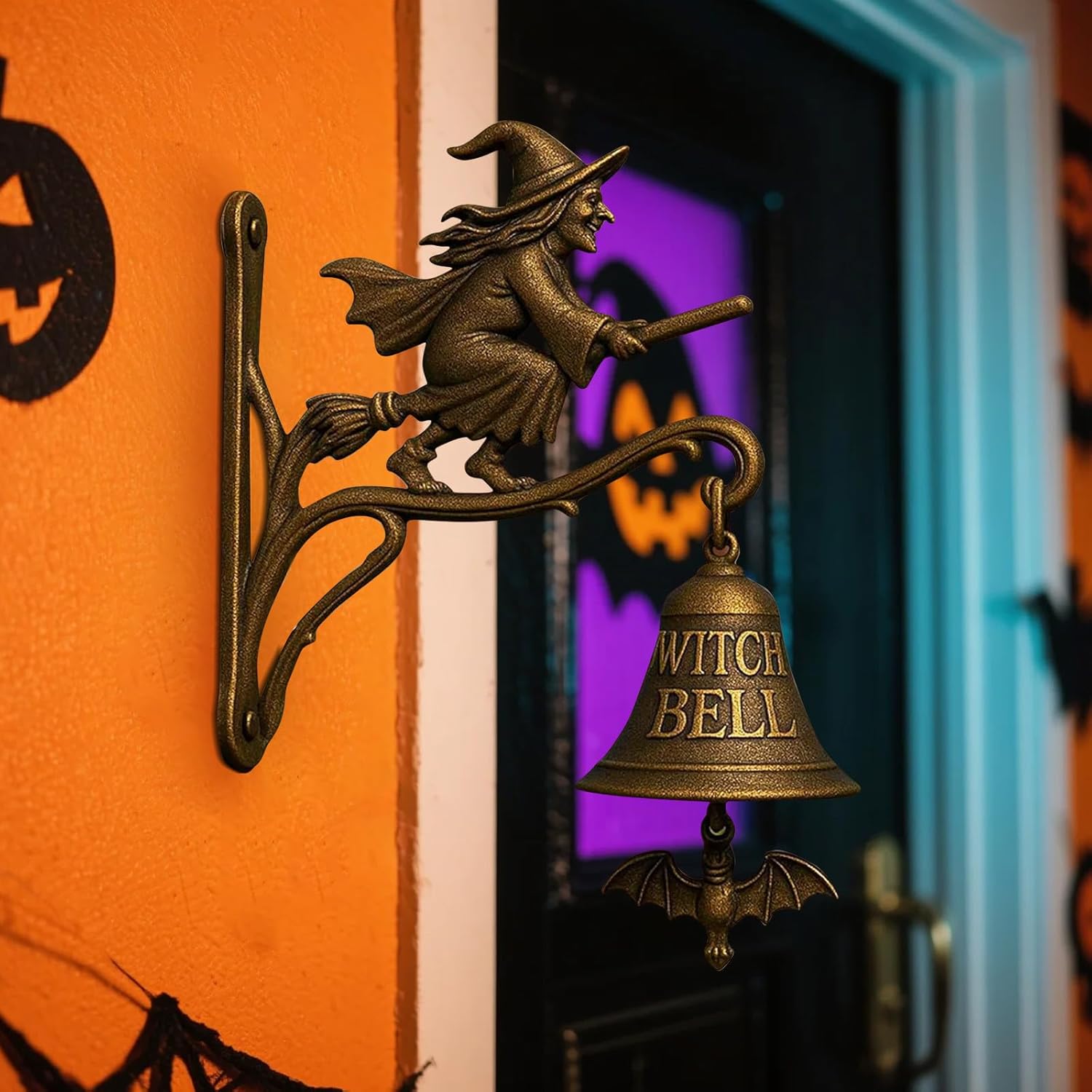 2pc Vintage Witch Doorbell Set - Halloween Decor