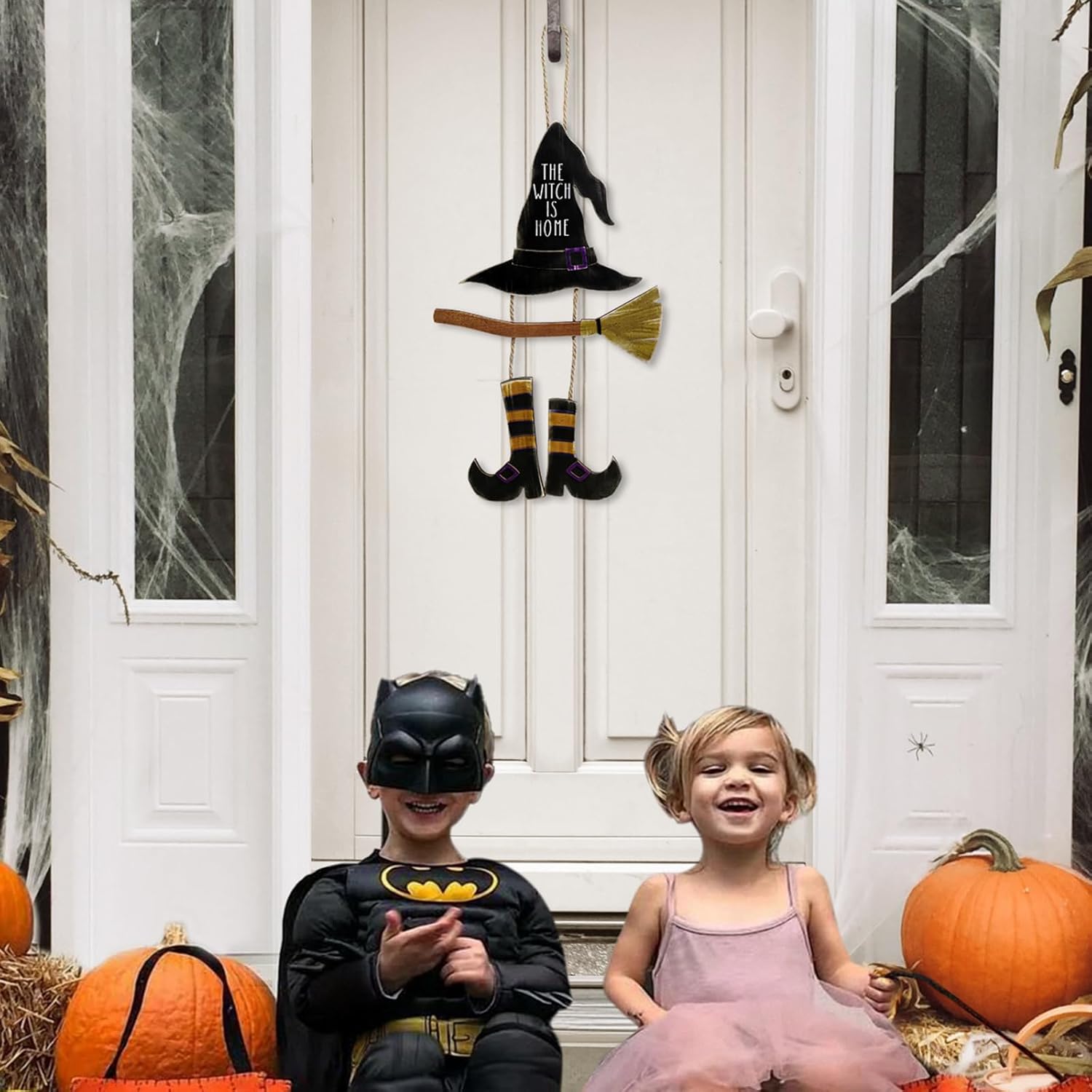 MelonBoat Halloween Witch Door Decor Wreath