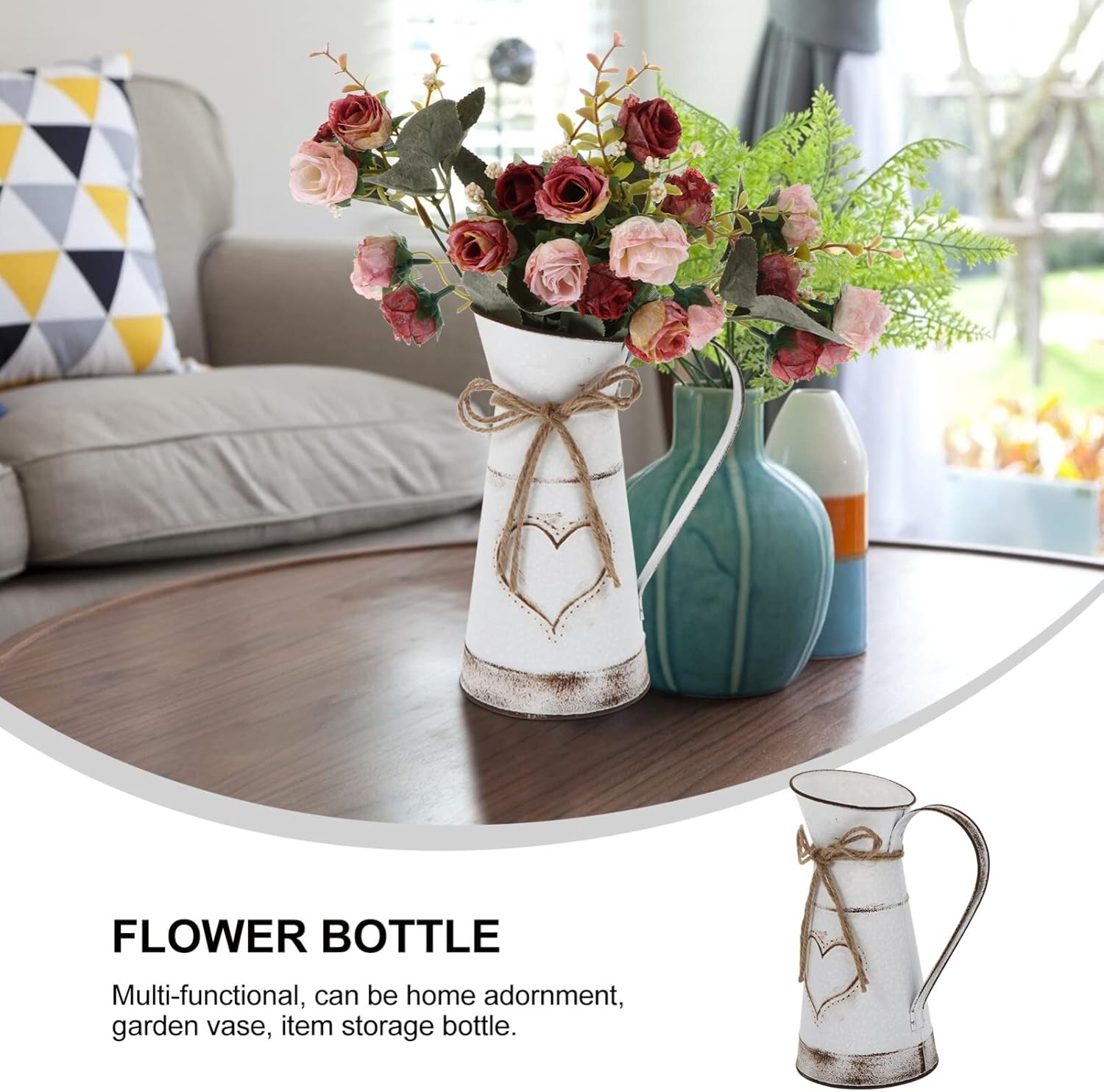 DECHOUS White Rustic Metal Vintage Flower Vase
