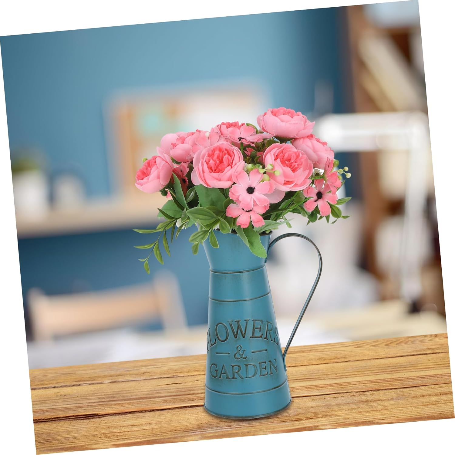 Retro Decorative Blue Flower Kettle Vase