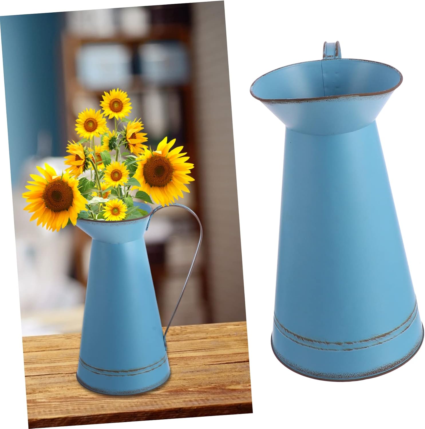 Vintage Iron Flower Pot Rustic Decorative Bucket for Home and Garden