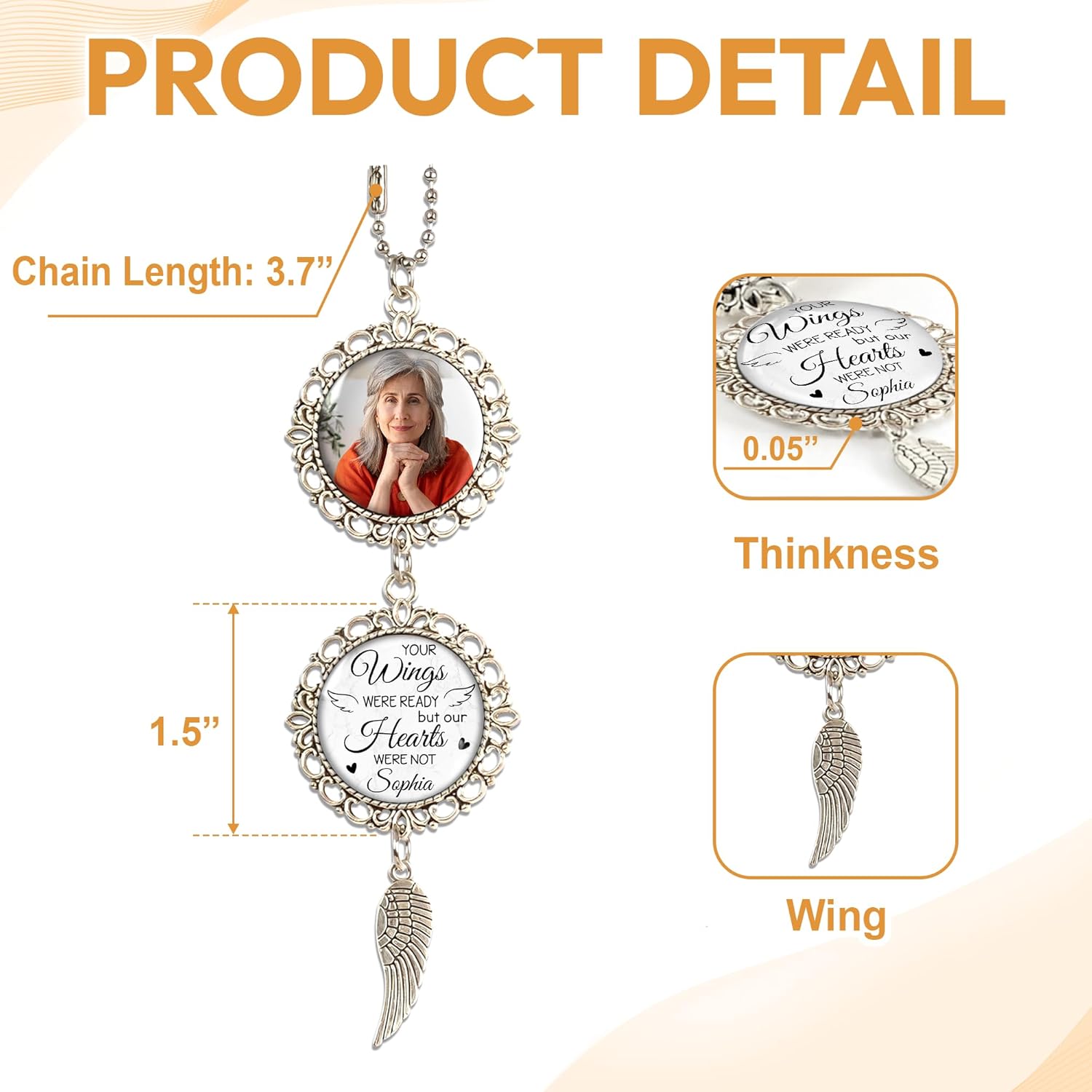 Personalized Memorial Hanging Ornament for Car
