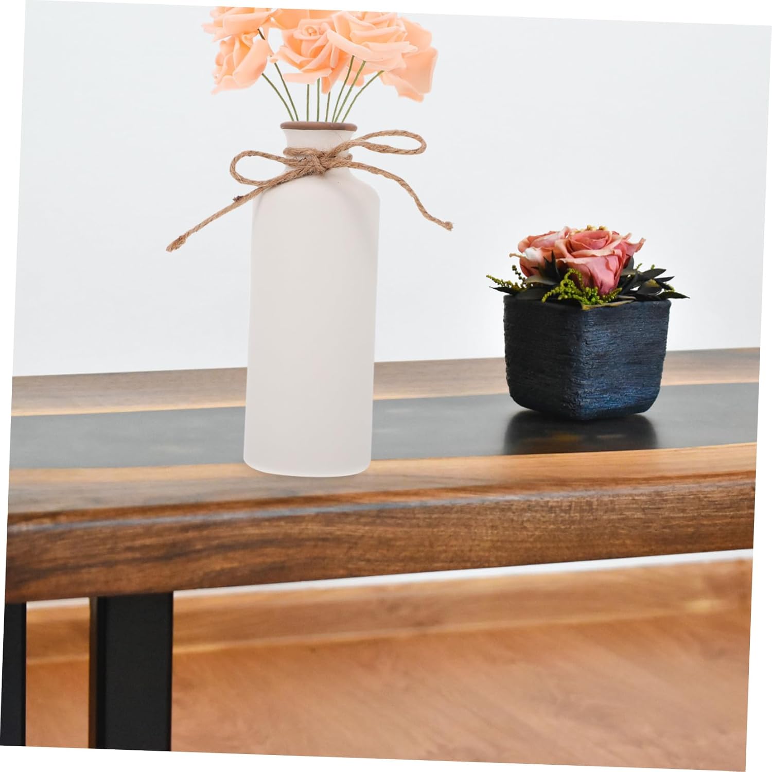 White Ceramic Round Decorative Vase for Home Decor