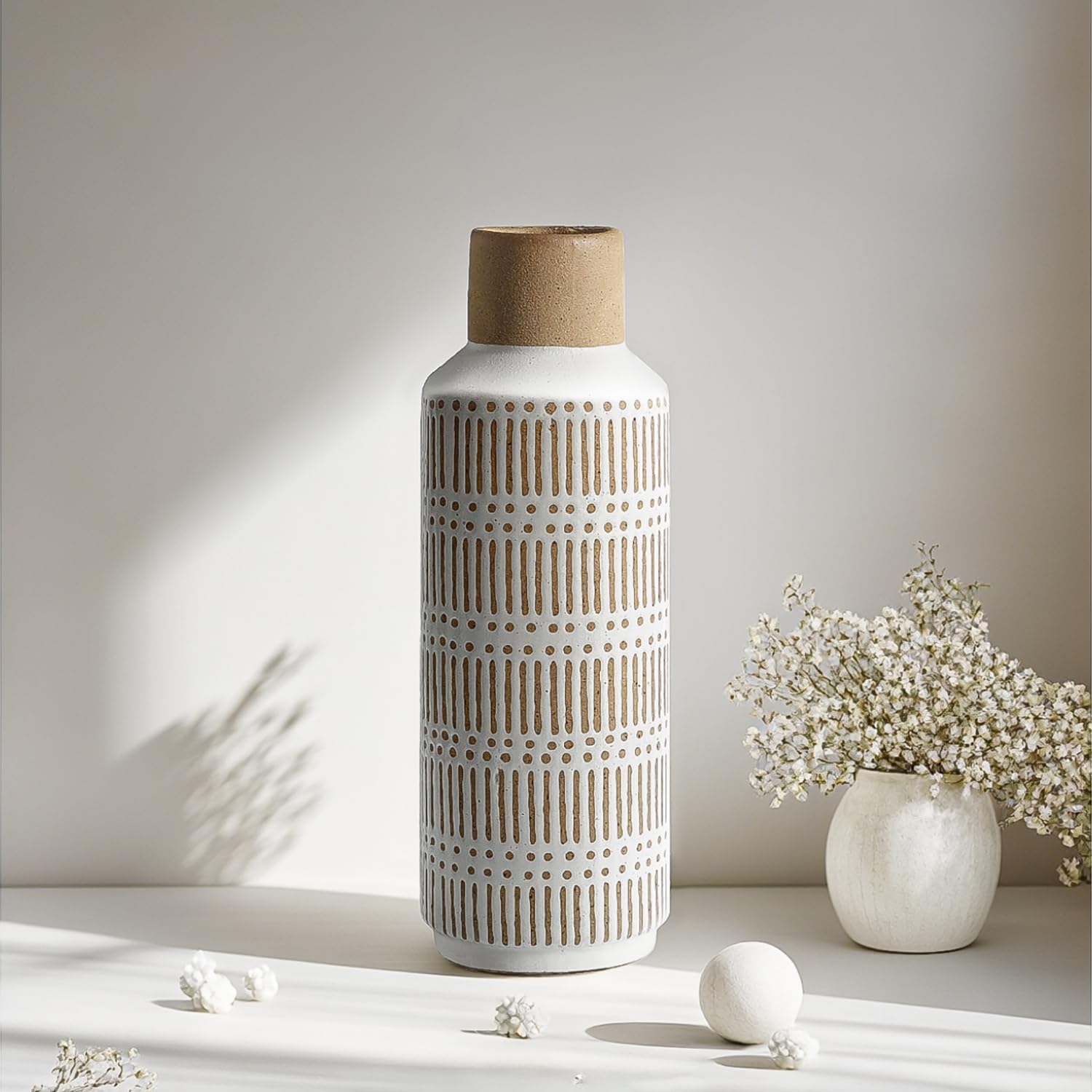 Rustic Ceramic Vase 1102 Inch Farmhouse Style Decor