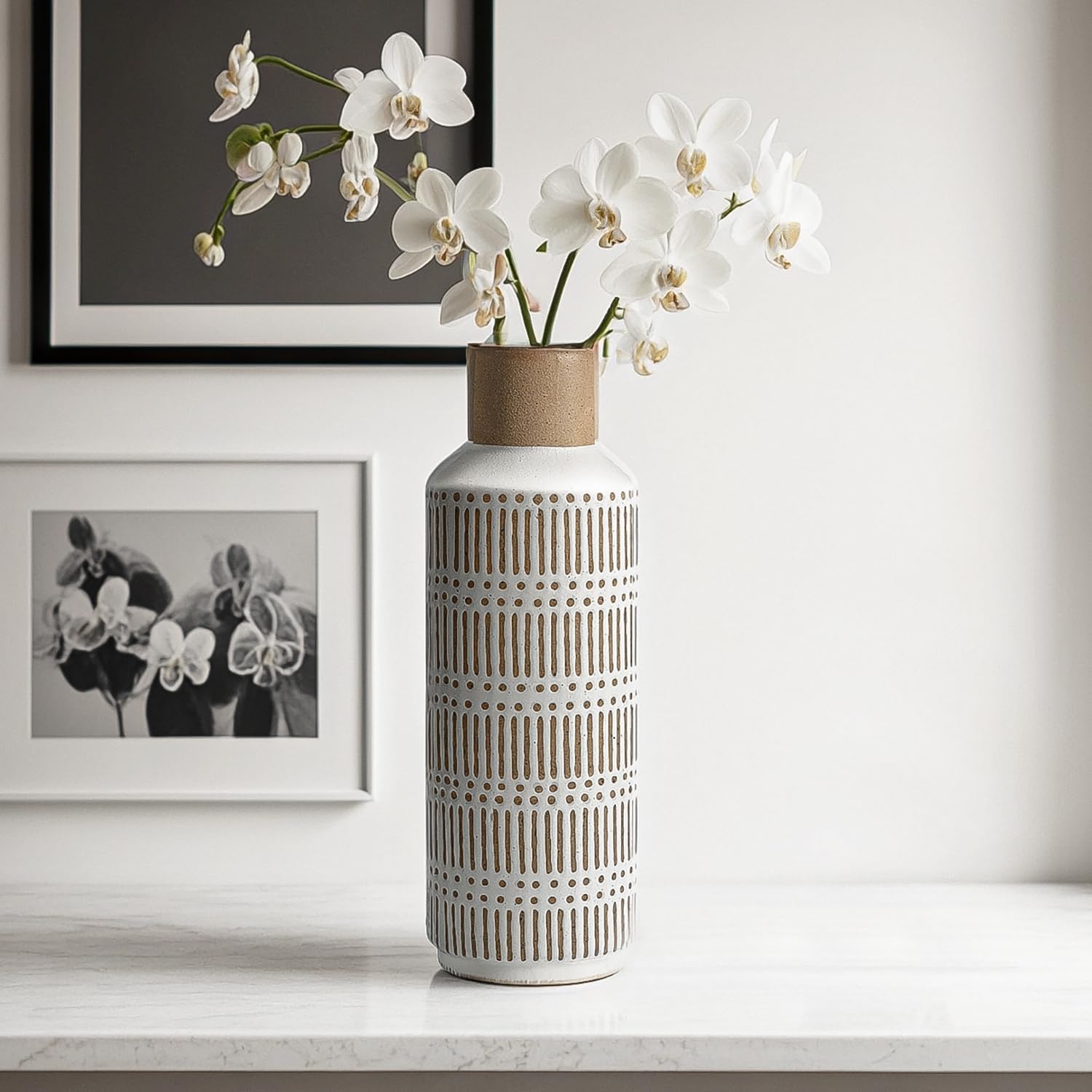 Rustic Ceramic Vase 1102 Inch Farmhouse Style Decor