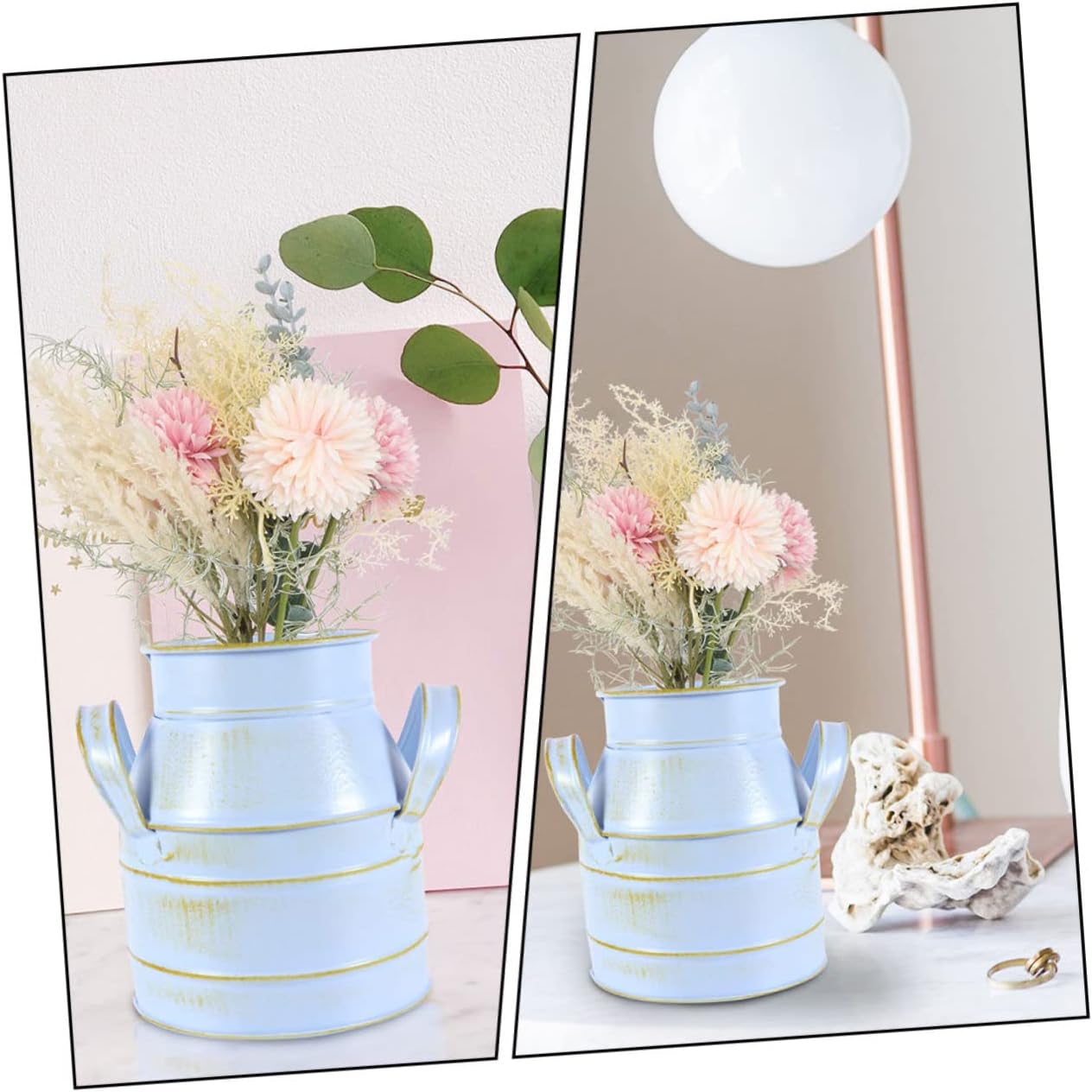 2pcs Decorative Flower Buckets Iron Art Vintage Home Decor Vase