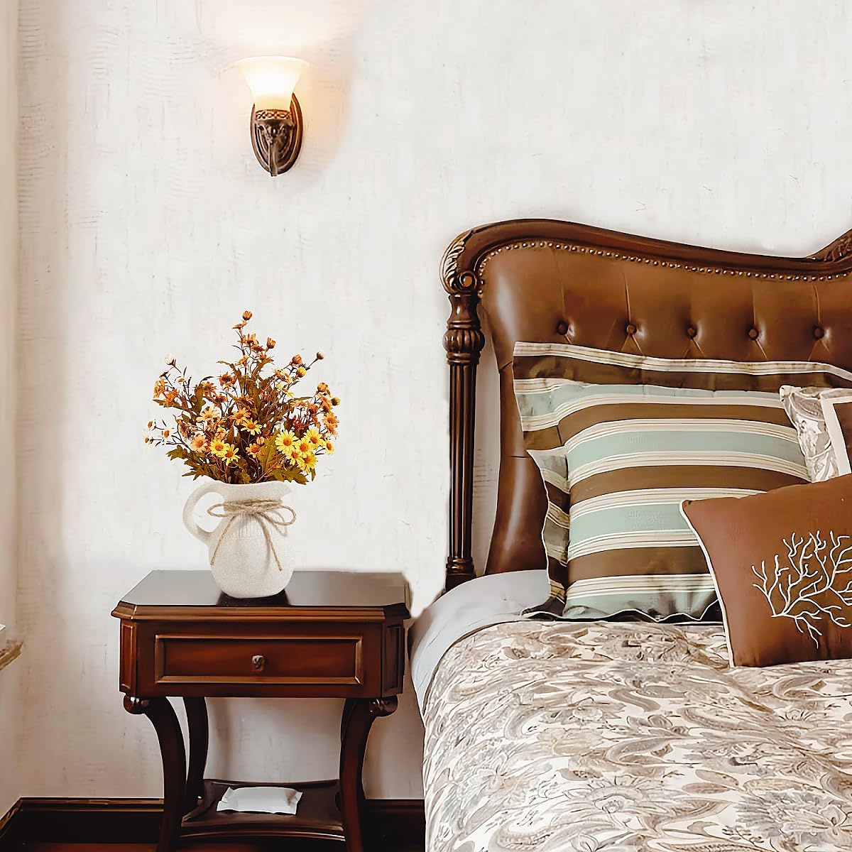 Ceramic Jug Vase Small Rustic Handle Decor Pot for Home