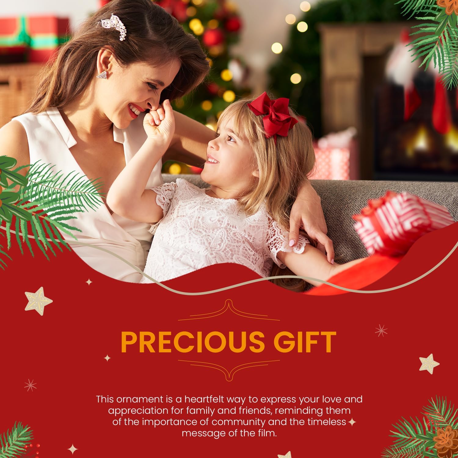 Its a Wonderful Life Christmas Angel Bell Ornament with Silver Wing and 2 Ribbons