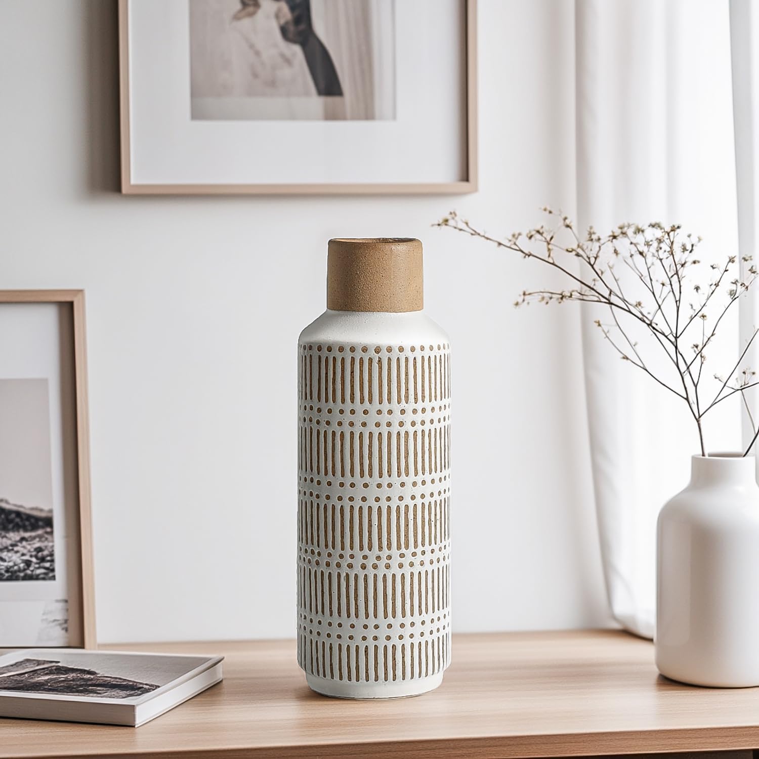Rustic Ceramic Vase 1102 Inch Farmhouse Style Decor