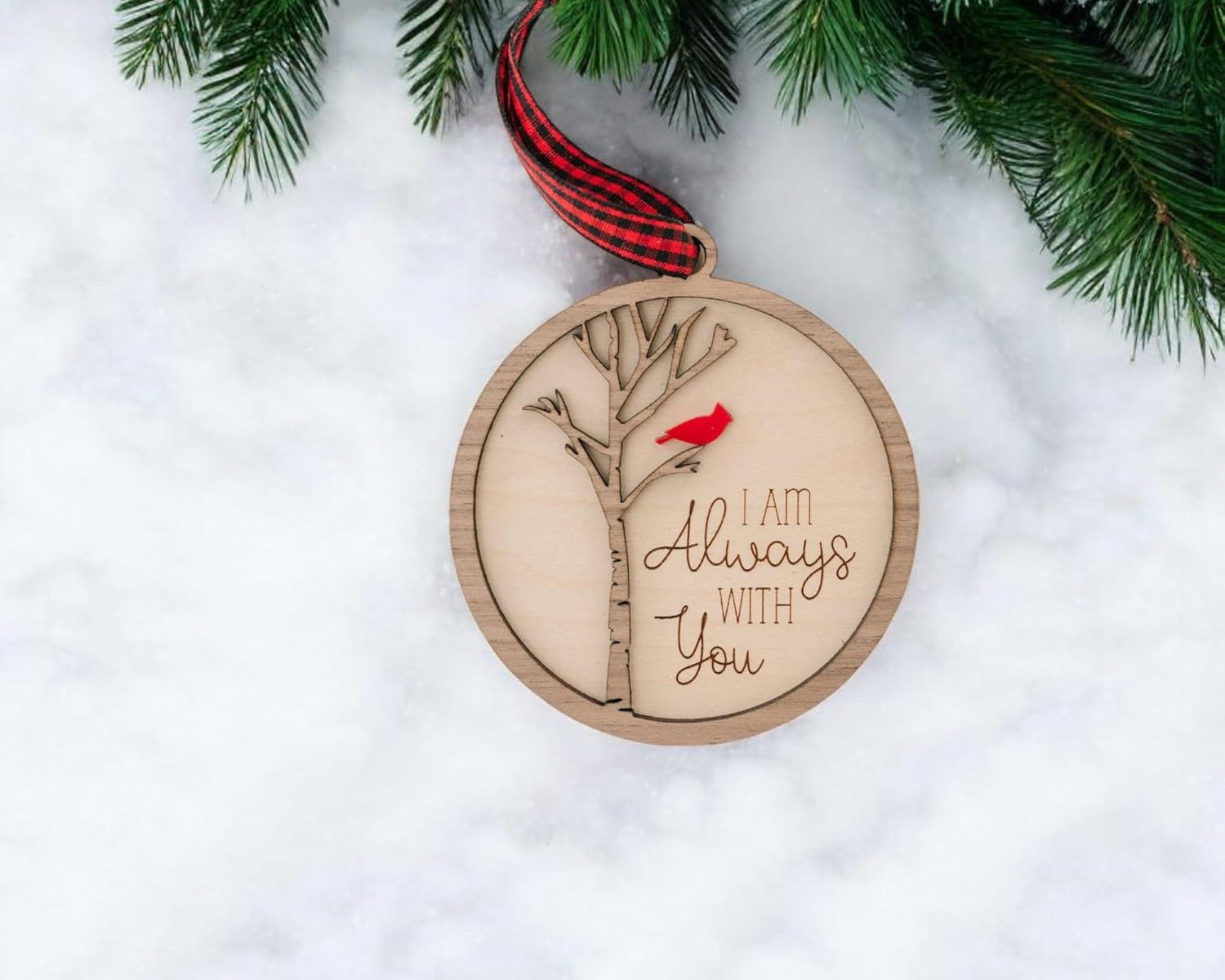 AXAHUHA Cardinal Memorial Christmas Ornament with Always with You Engraving