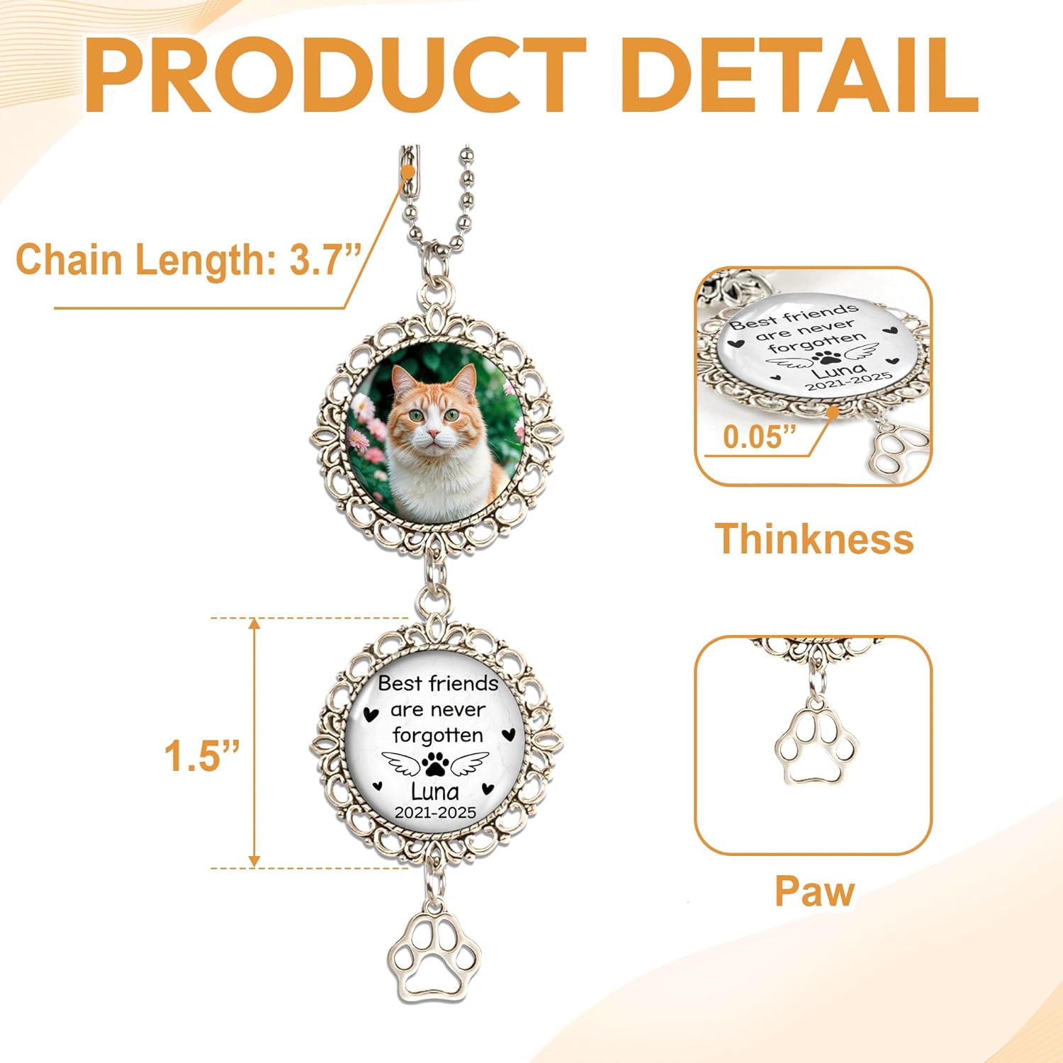 Hyturtle Personalized Pet Memorial Car Ornament - Custom Photo Gift