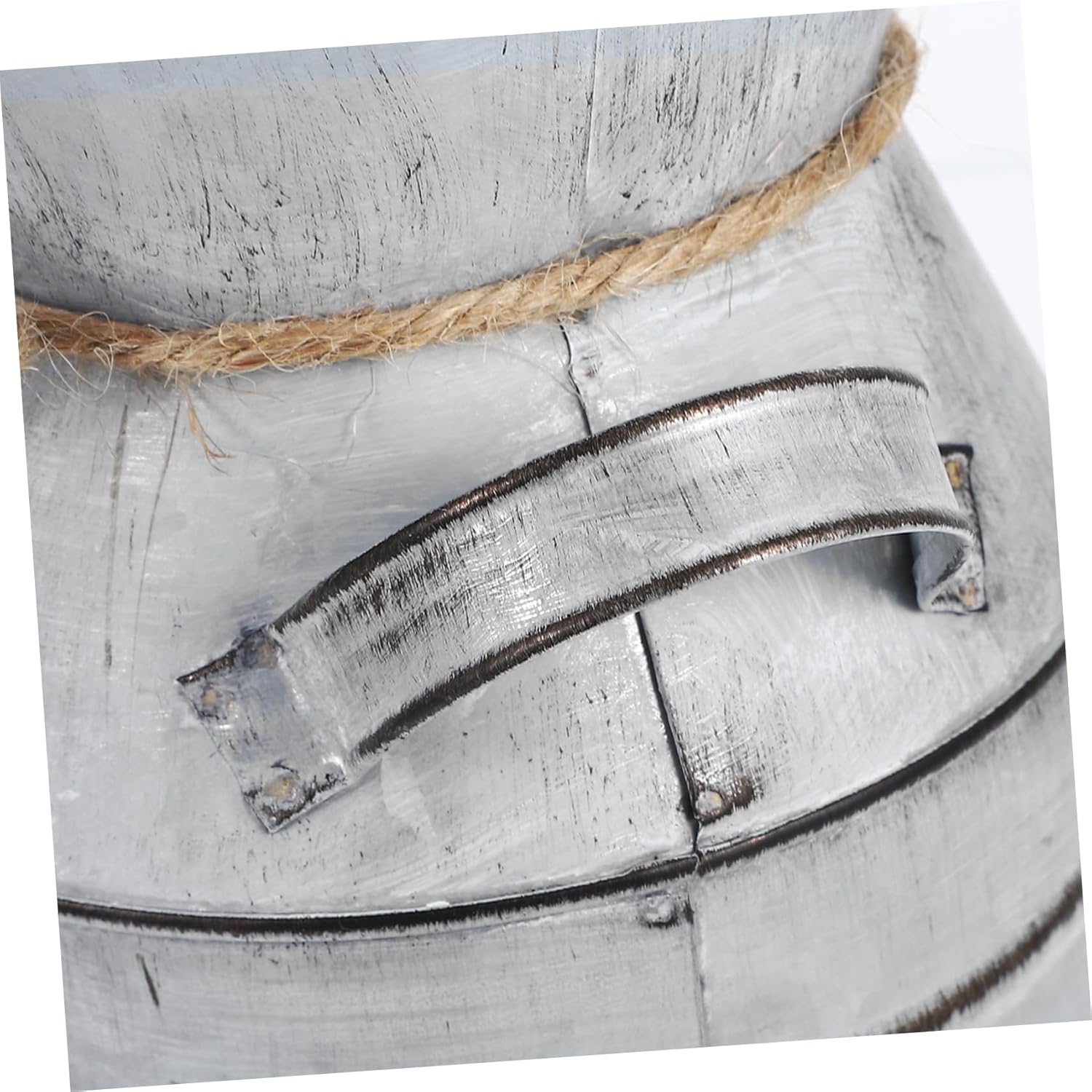 Galvanized Metal Vase with Handle Vintage French Country Style