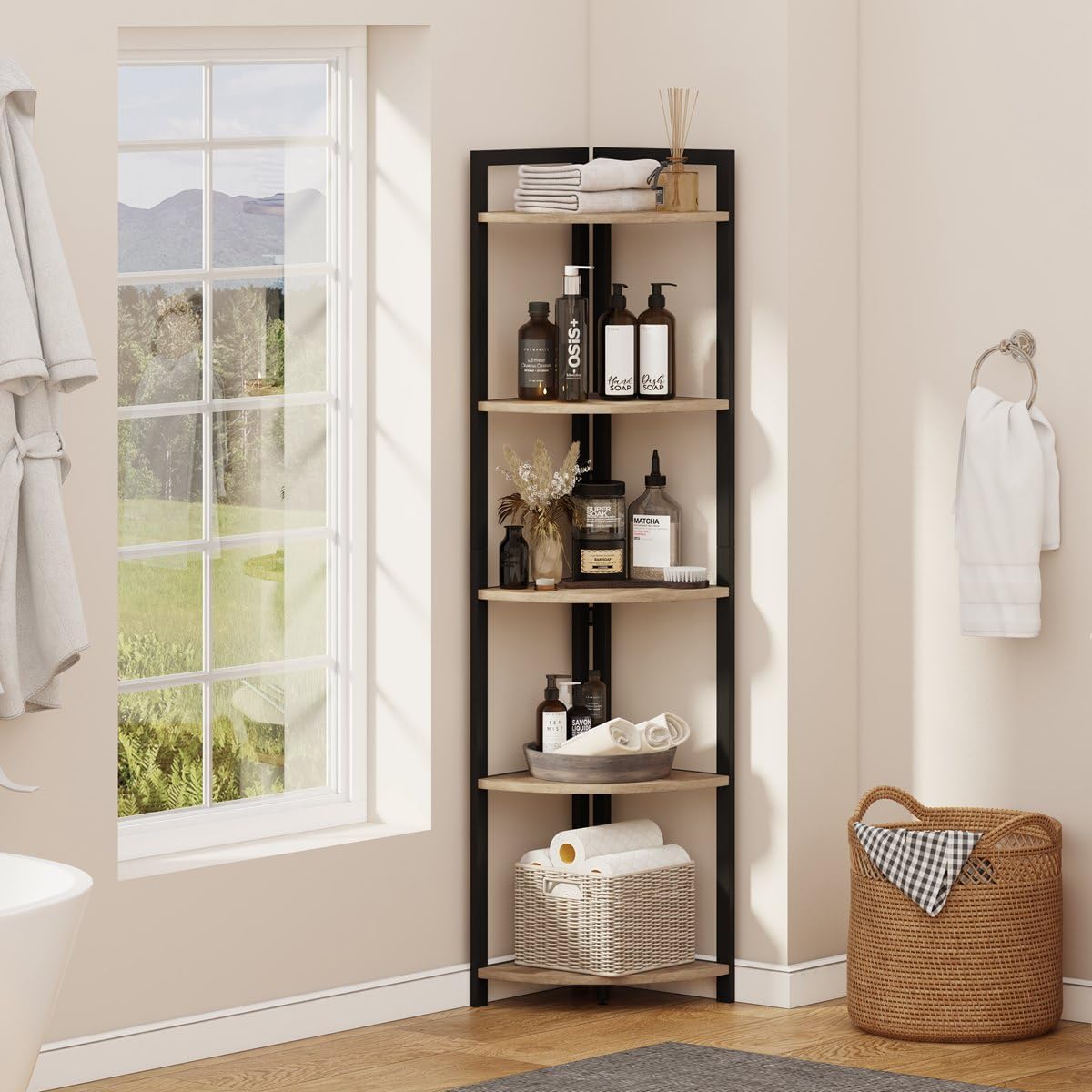 FATORRI Tall Corner Shelf with 5 Tiers