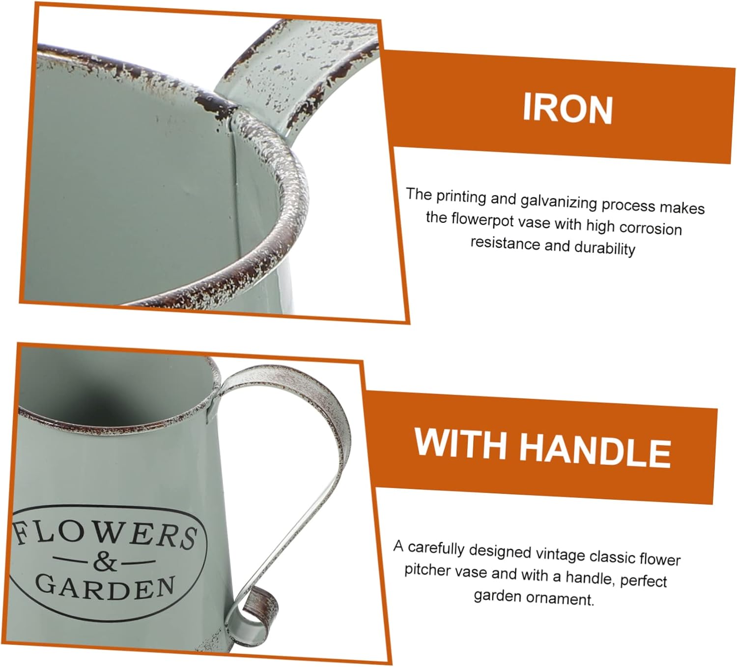 Vintage Iron Flower Pot Wide Mouth Decorative Vase