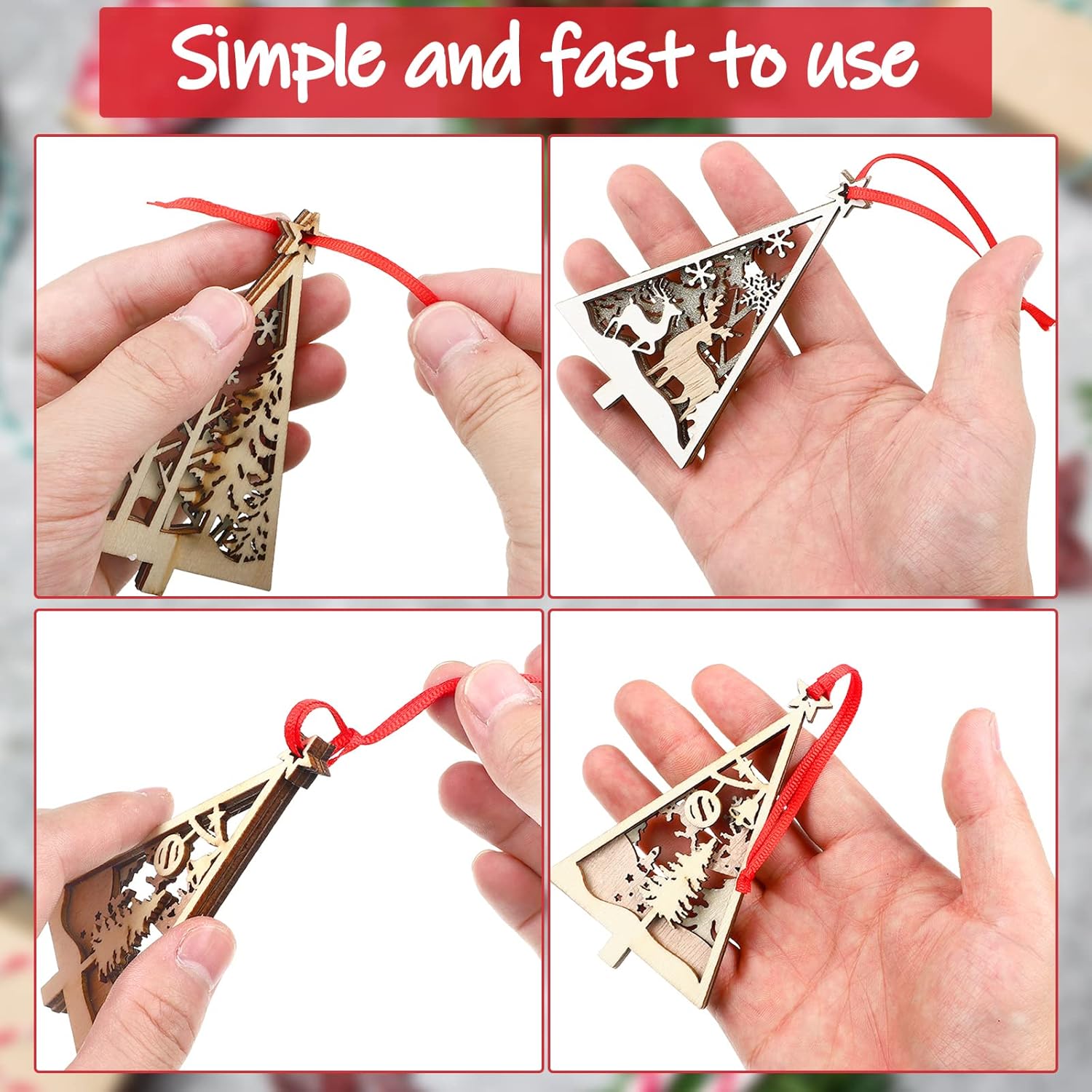 Shappy 106 Inch Christmas Ornament Hanger Ribbon Red