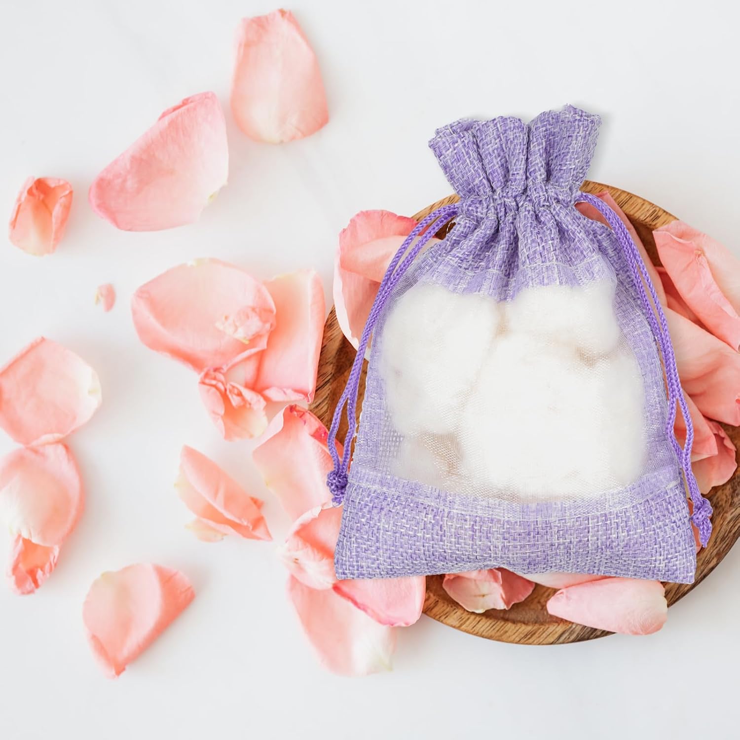 10Pcs Lavender Sachet Bags - Empty Violet Cloth Drawstring Bags for Fragrance and Storage