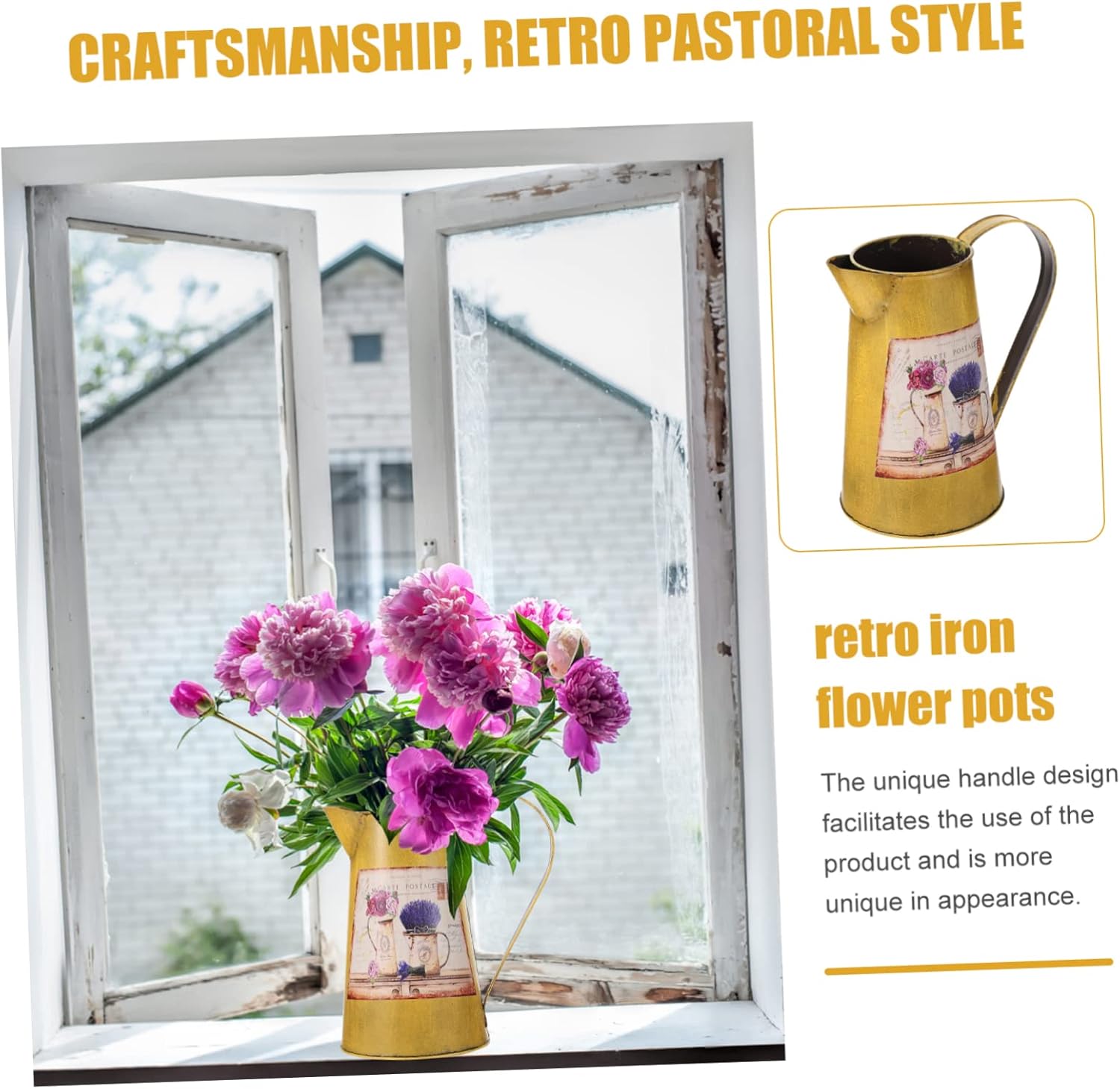 Vintage Wrought Iron Flower Arrangement Bucket Decorative Vase for Home Garden and Wedding Centerpieces