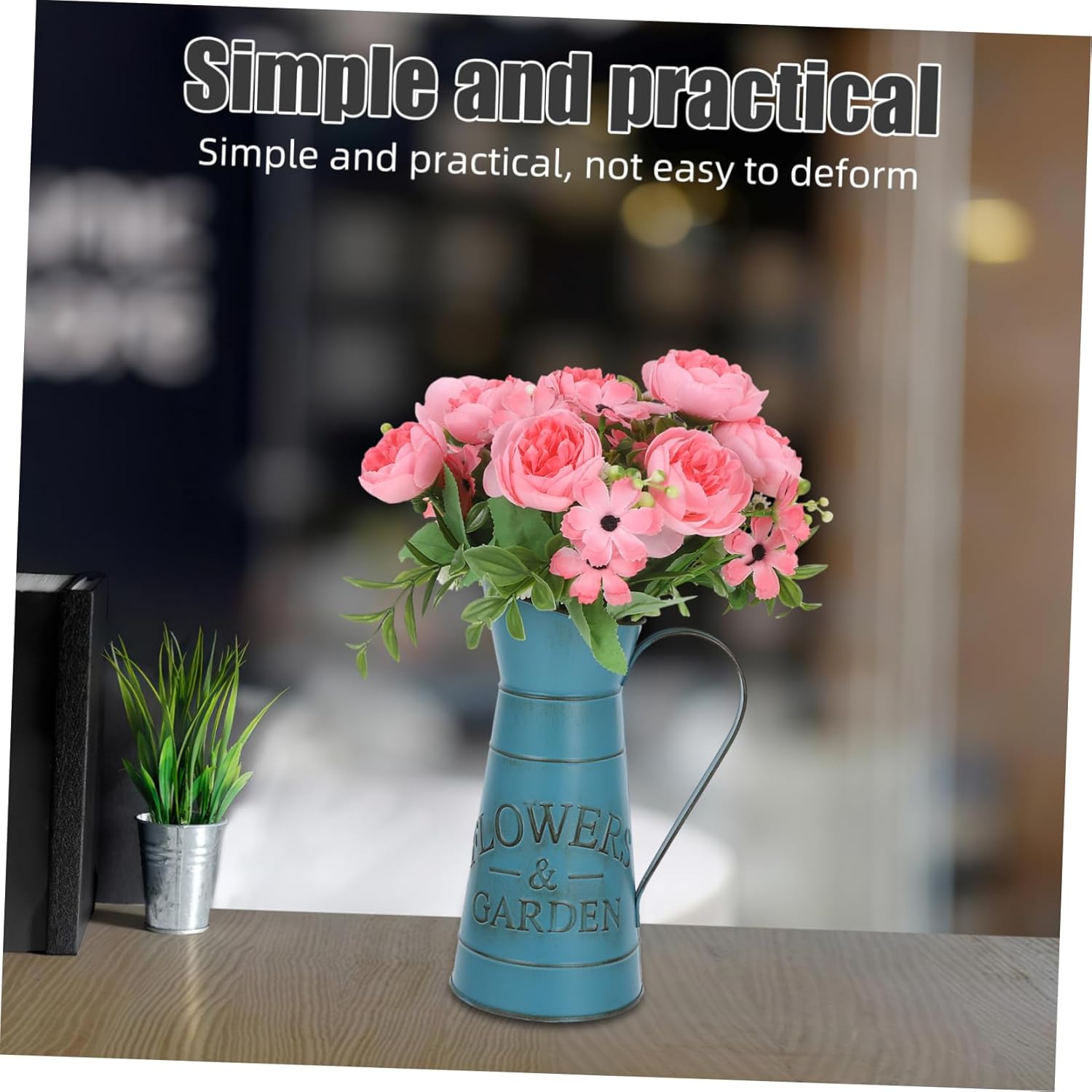 Retro Decorative Blue Flower Kettle Vase