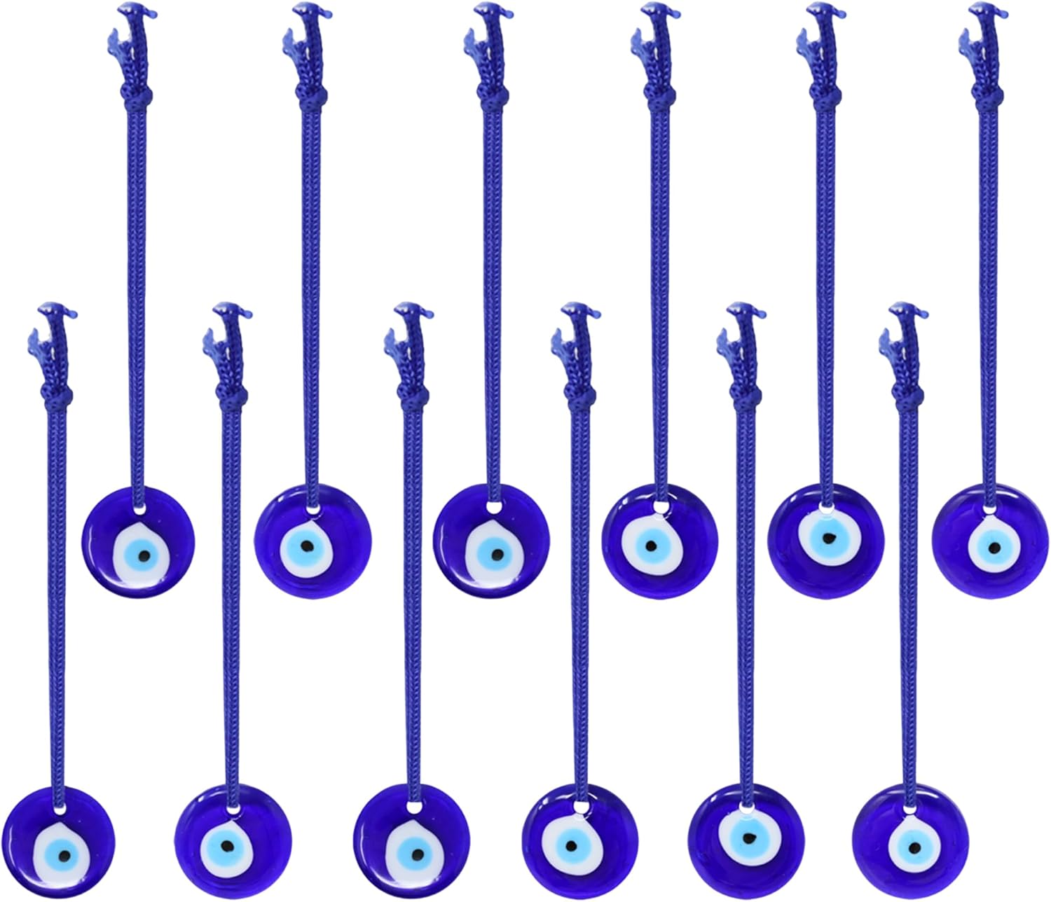 Honbay 12PCS Turkish Blue Evil Eye Glass Pendant Hanging Ornament with Ropes