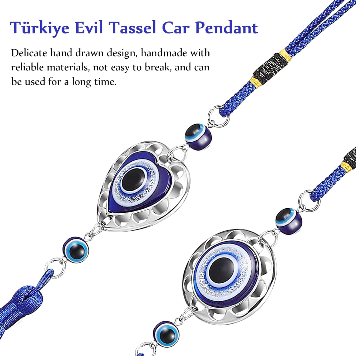 VICASKY 6pcs Evil Eye Car Hanging Ornaments with Tassels