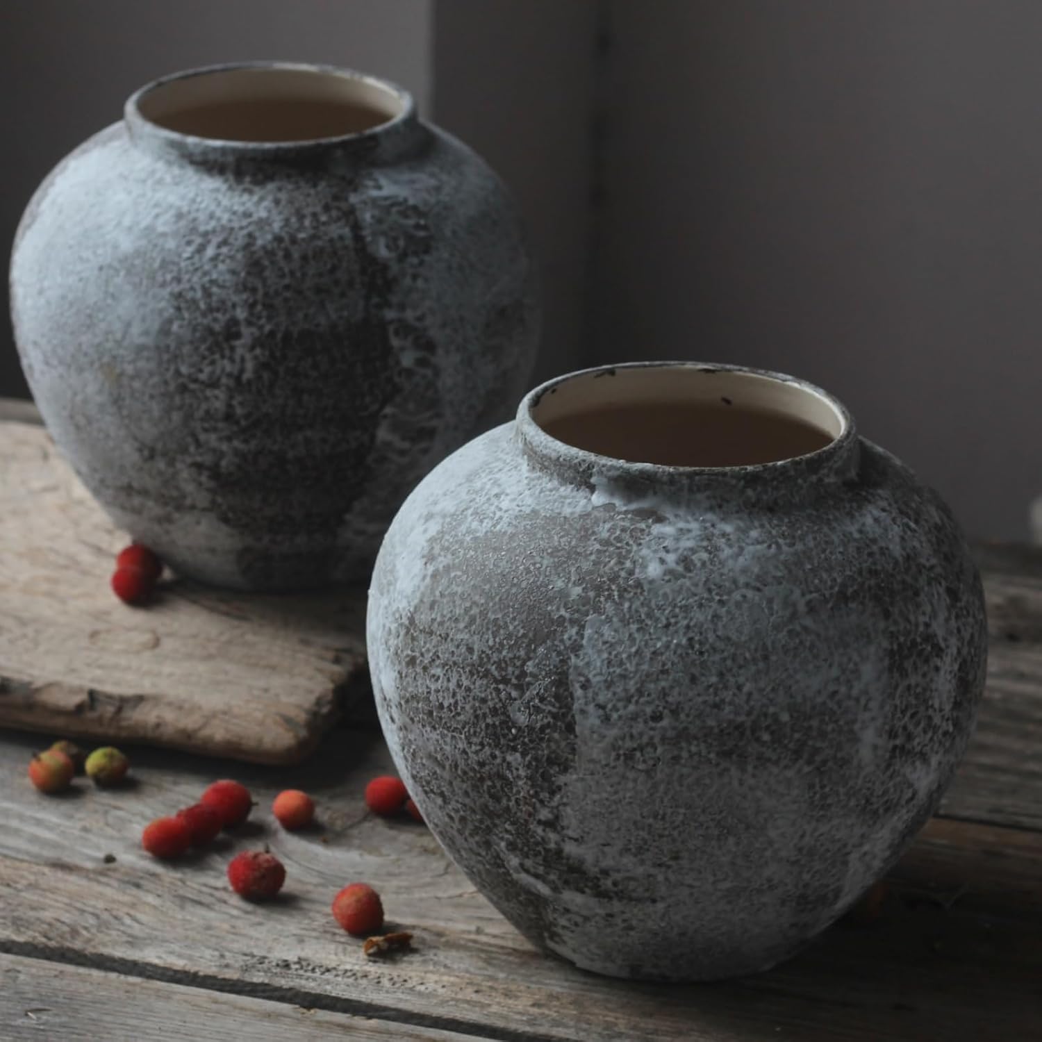 Rustic Distressed Large Ceramic Vase for Home Decor