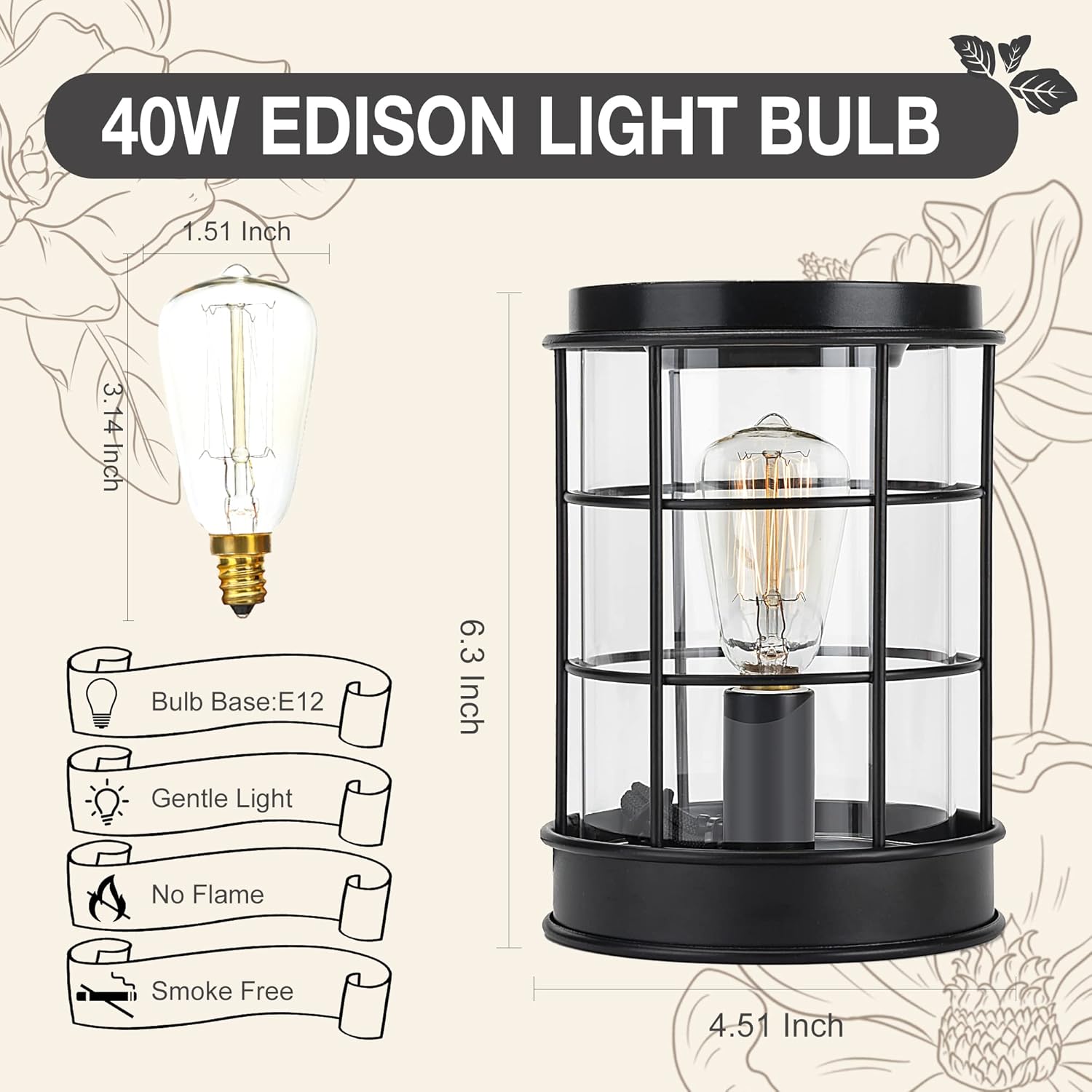Electric Wax Melt Warmer with Vintage Light Bulbs
