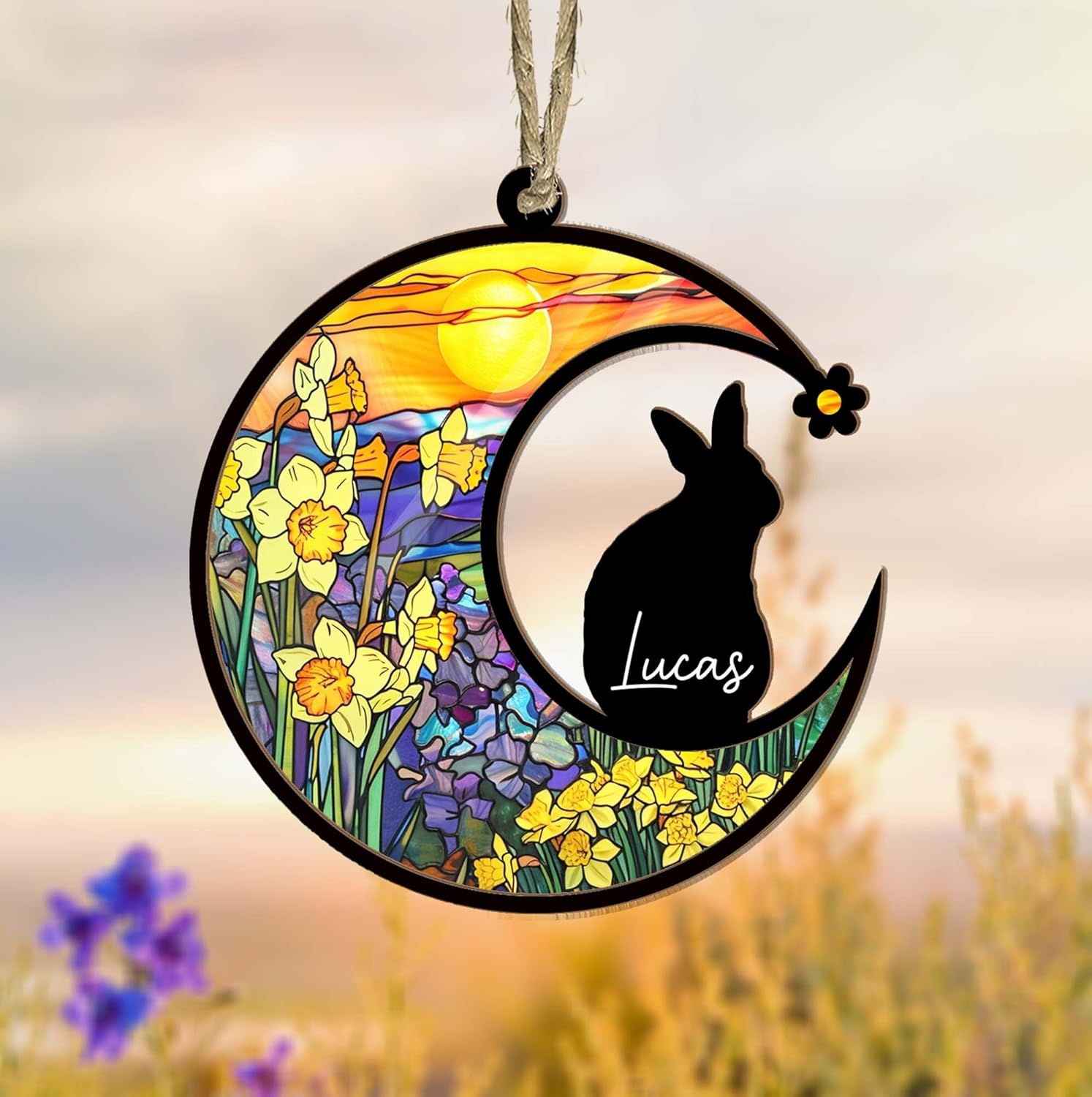 Personalized Rabbit Memorial Suncatcher Custom Bunny Gift
