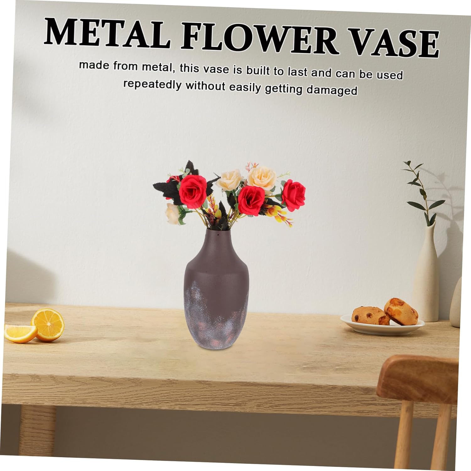 Vintage Metal Flower Vase Decorative Tabletop for Home