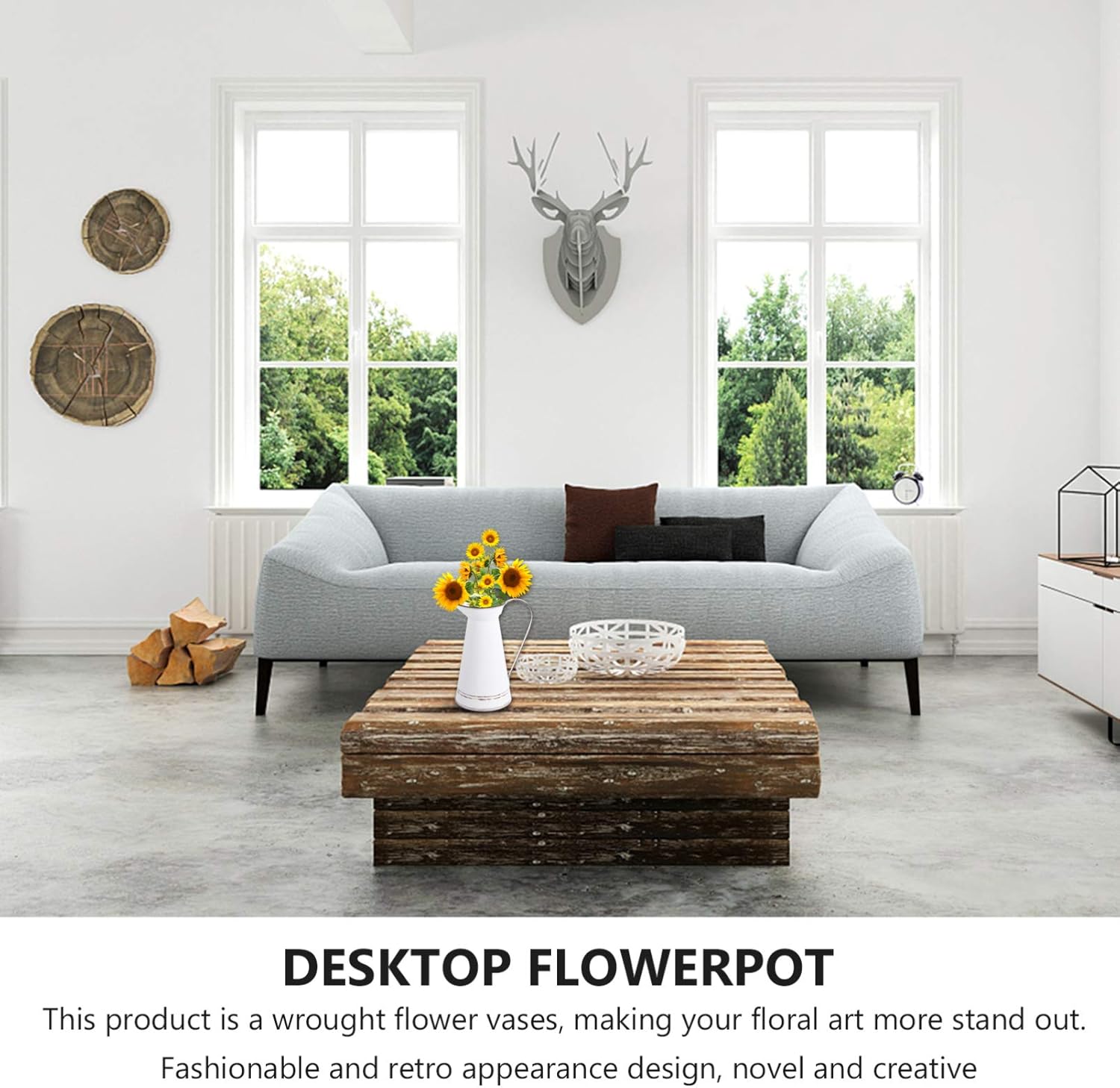 Cabilock Rustic Metal Flower Vase Farmhouse Decor