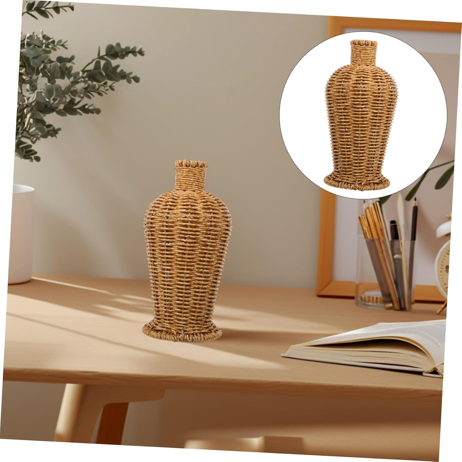 Modern Vase with Rustic Basket Design for Home Decor