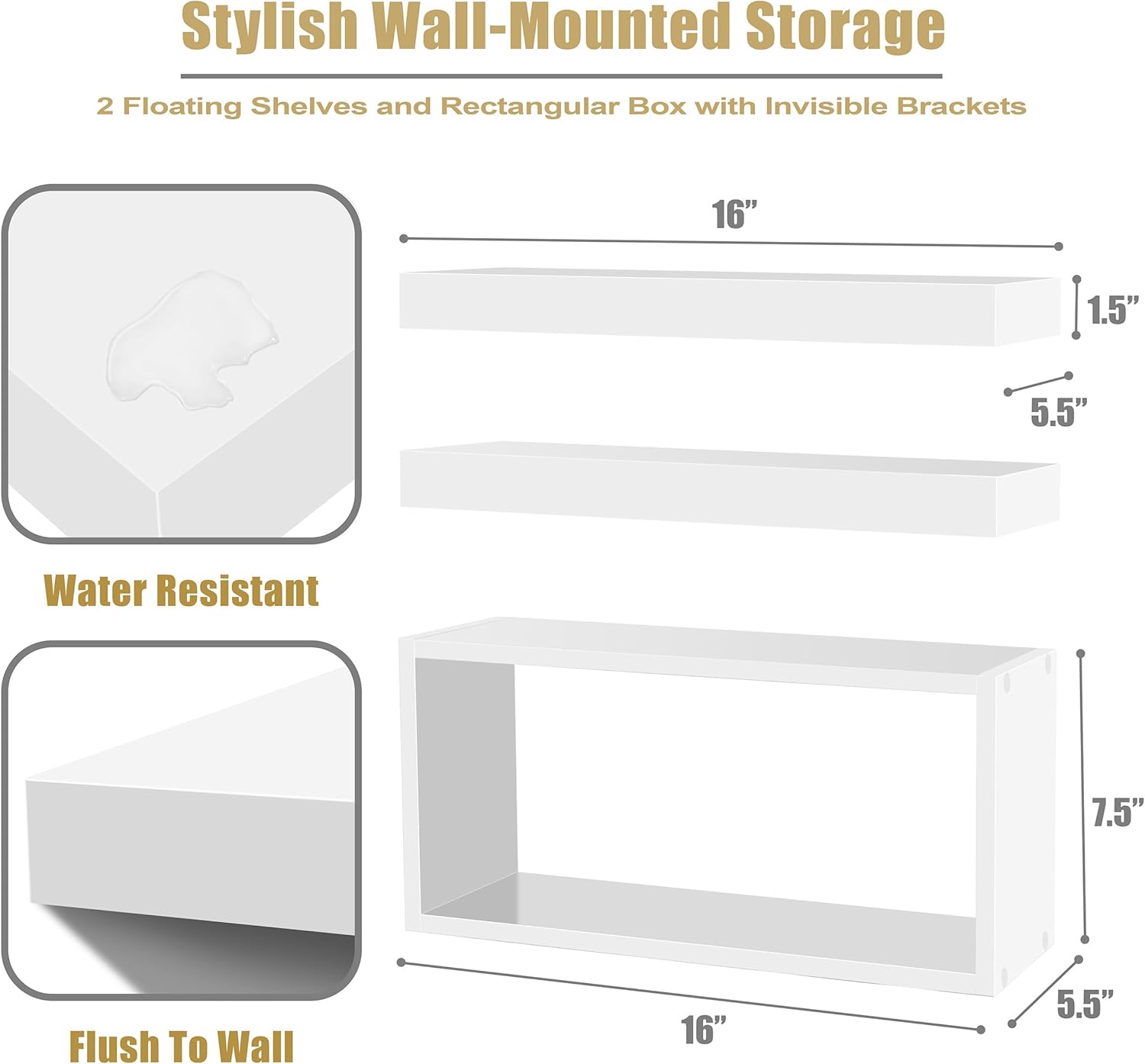 Sorbus Floating Wall Shelf Set of 3