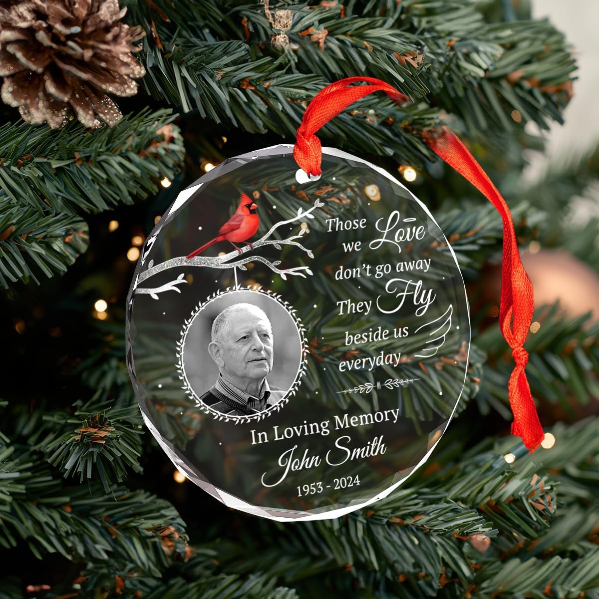 Personalized Glass Ornament for Dad Mom - Sympathy Memorial Keepsake