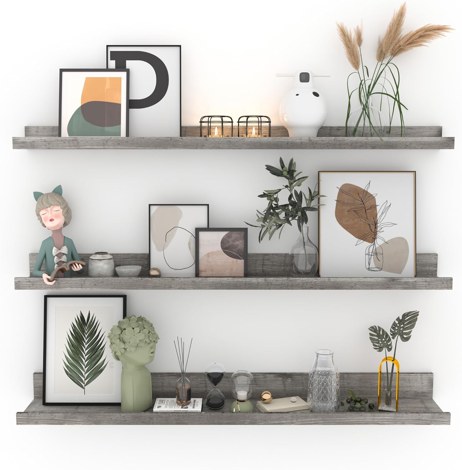 Giftgarden 36 Inch Grey Floating Shelves Set of 3