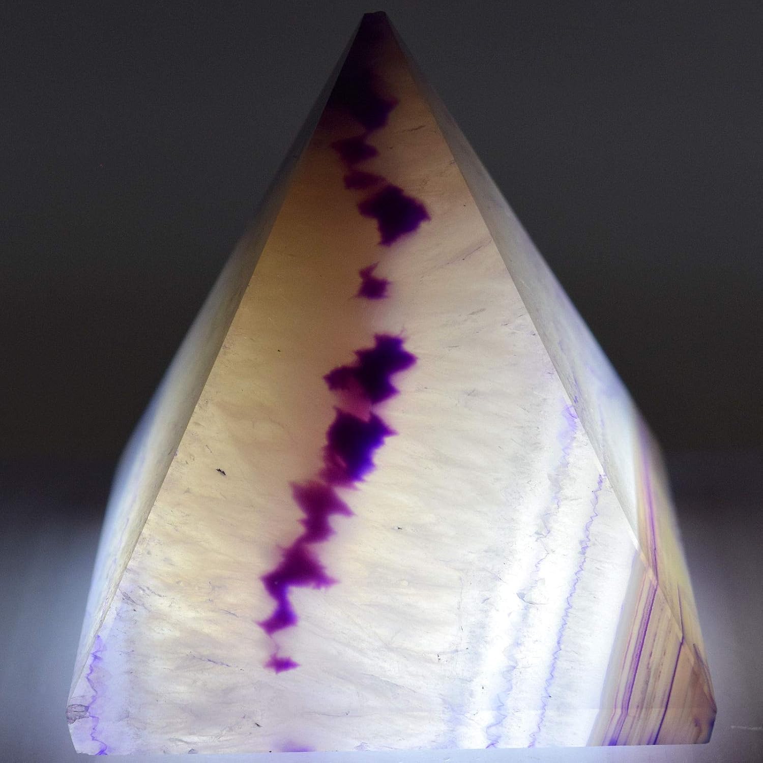 HQRP HC Set Dyed Purple Agate Pyramid with Quartz Pebble
