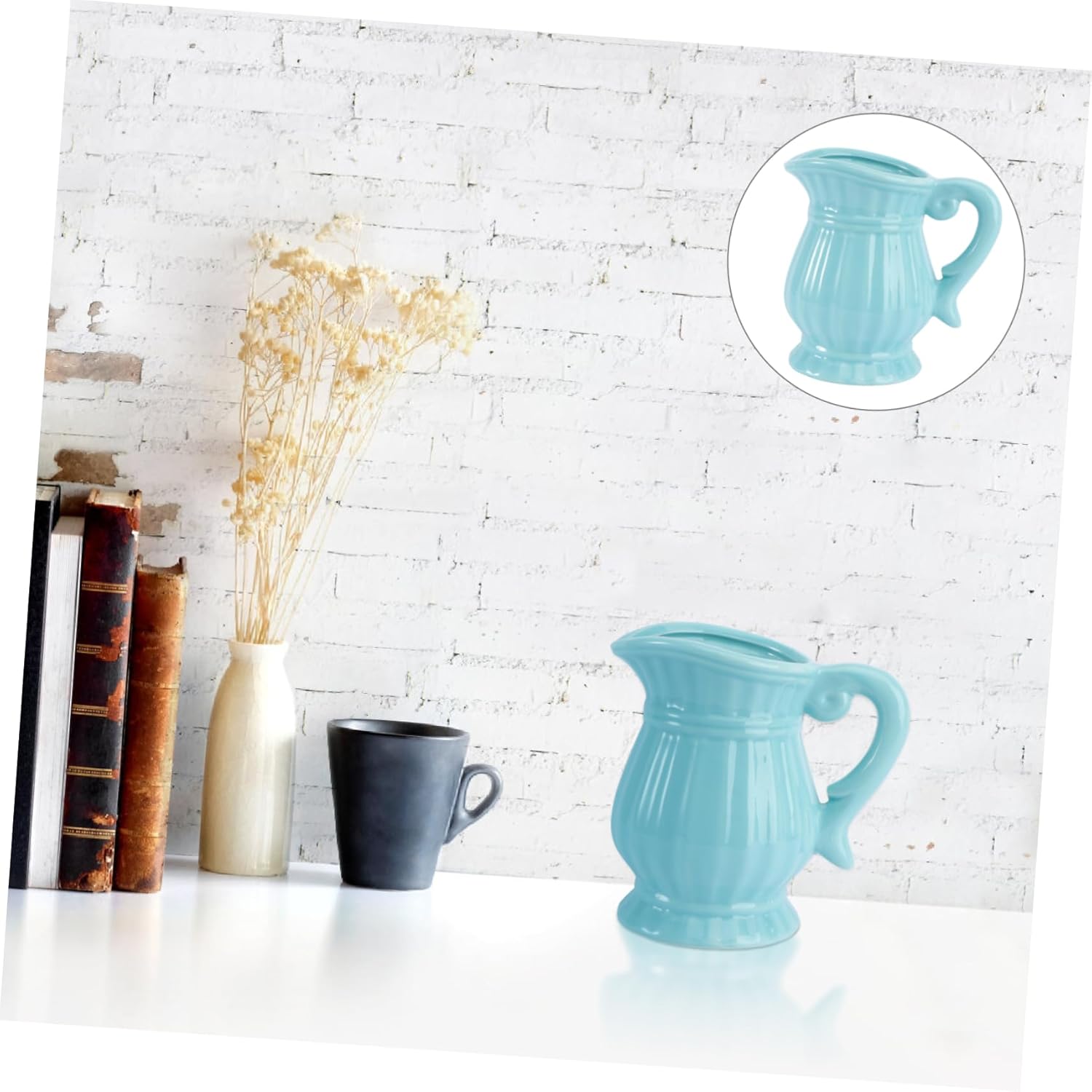 Blue Ceramic Flower Vase for Home Decor Minimalist Artistic Centerpiece