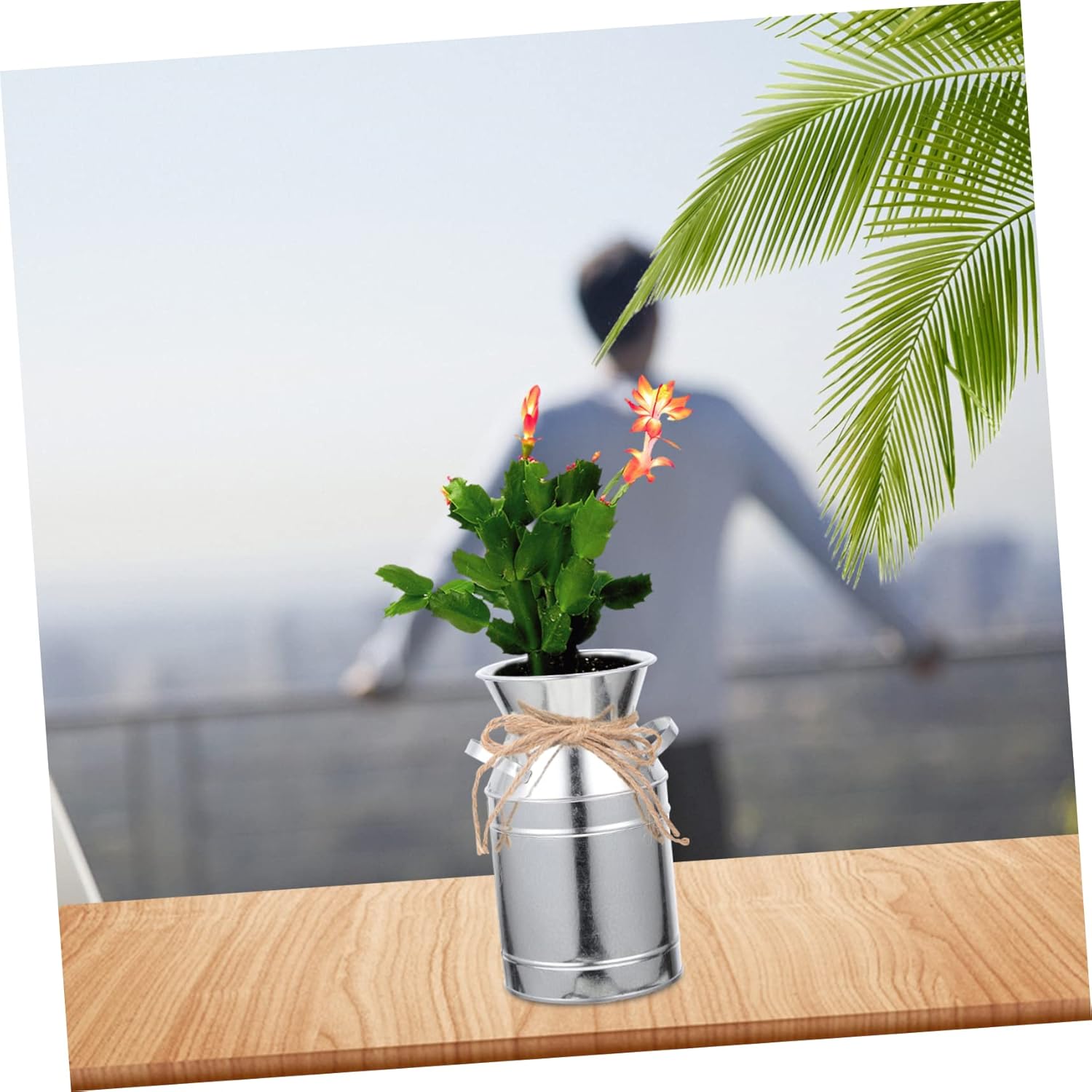 STOBAZA Rustic Metal Flower Vase Vintage Milk Jug Decor