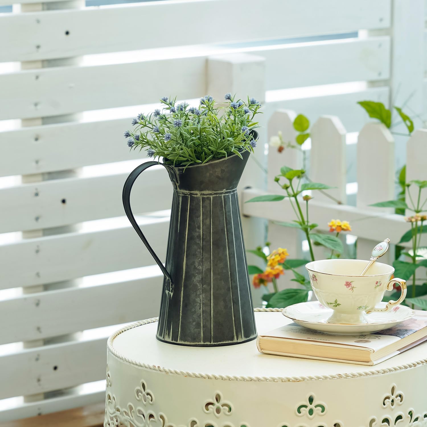 Rustic Metal Milk Jug Vase for Home Dcor