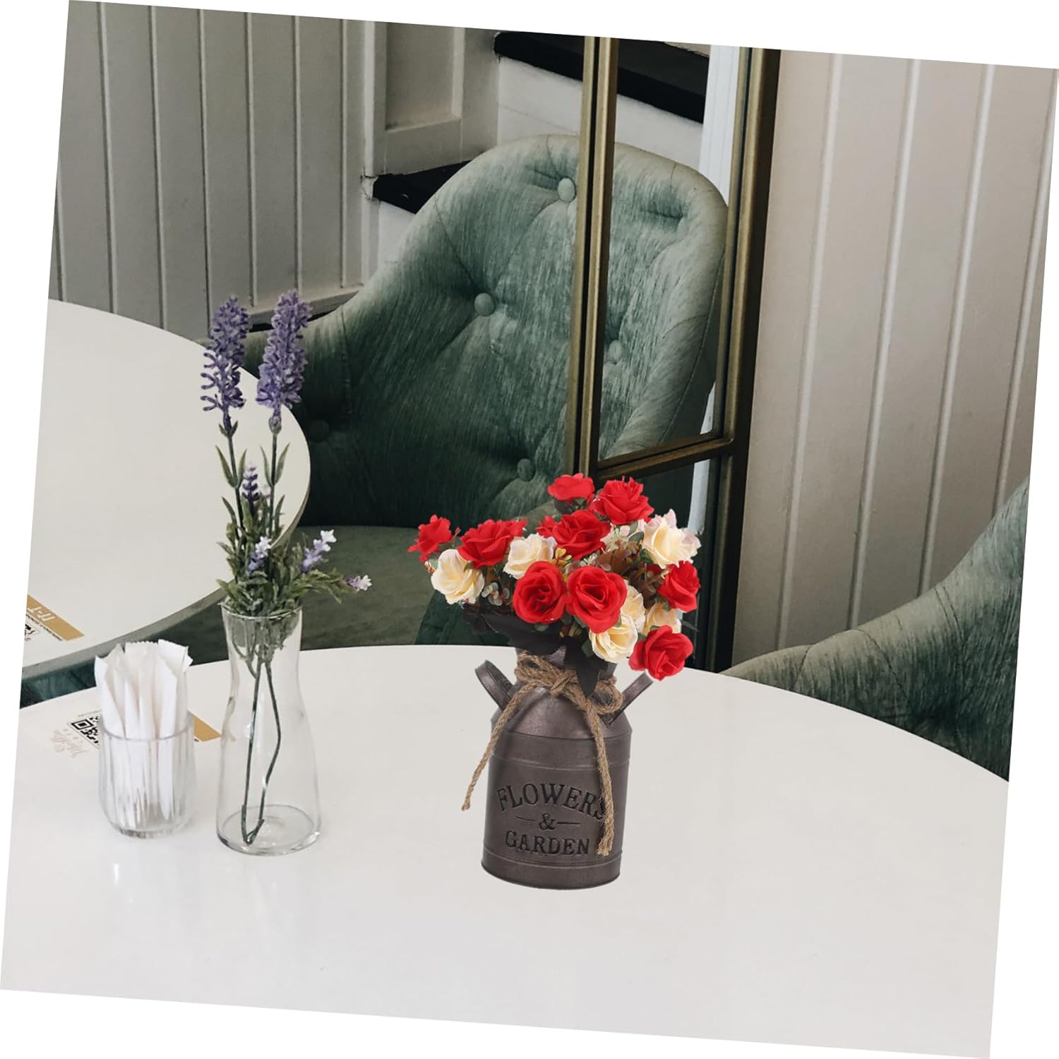 STOBAZA Vintage Flower Vase Rustic Bucket Planter Decorative Jug for Home Office