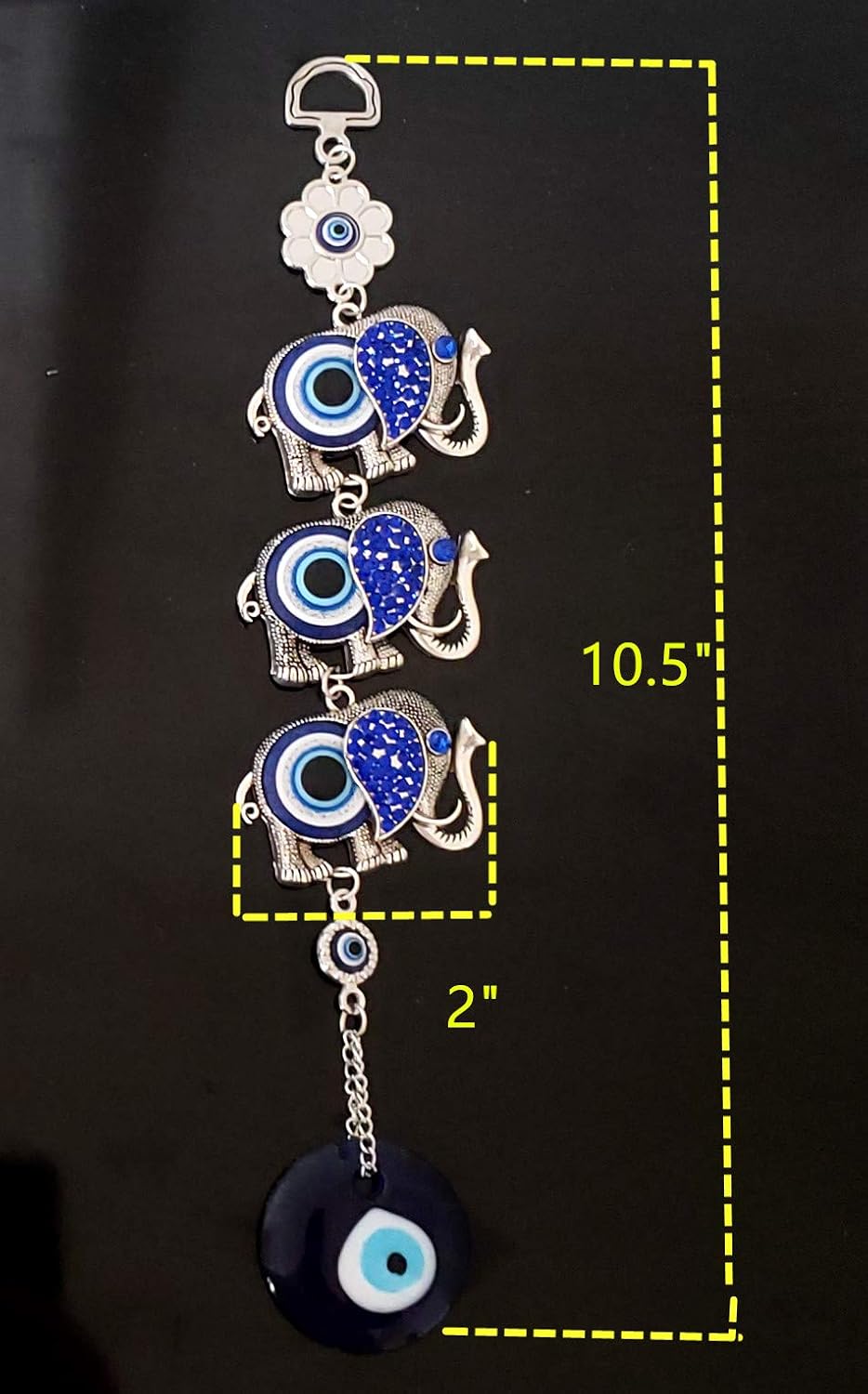 Turkish Blue Evil Eye Lucky Elephant Wall Hanging Decor Amulet